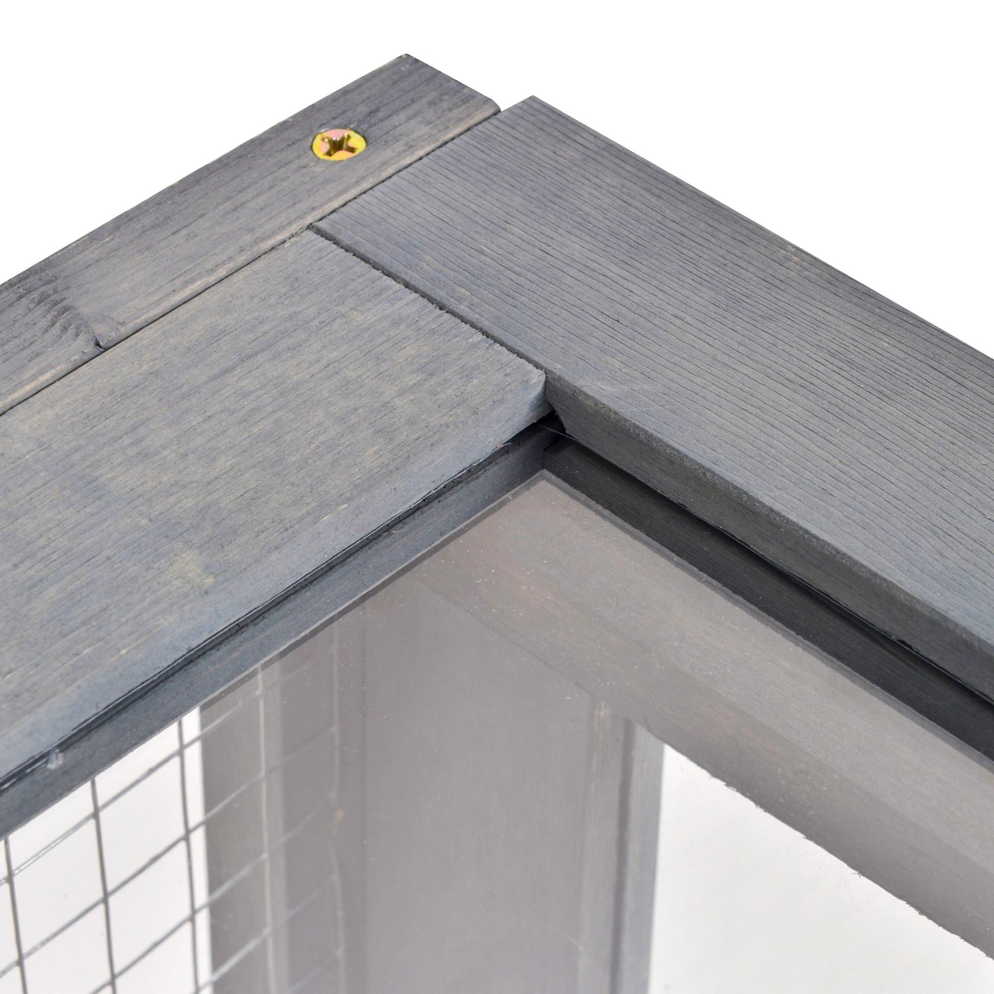 Tortoise House with Mesh Roof, Small Reptile Wooden House, Tortoise Enclosure with Removable Side Panel, for Indoor - Grey