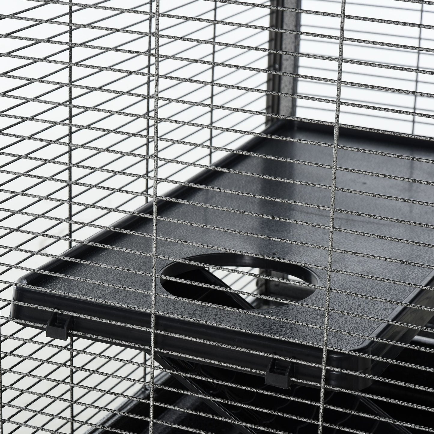 Small Animal Cage with Wheels Pet Home for Chinchillas Ferrets Kittens, with Hammock, 4 Platforms, Removable Tray, Silver