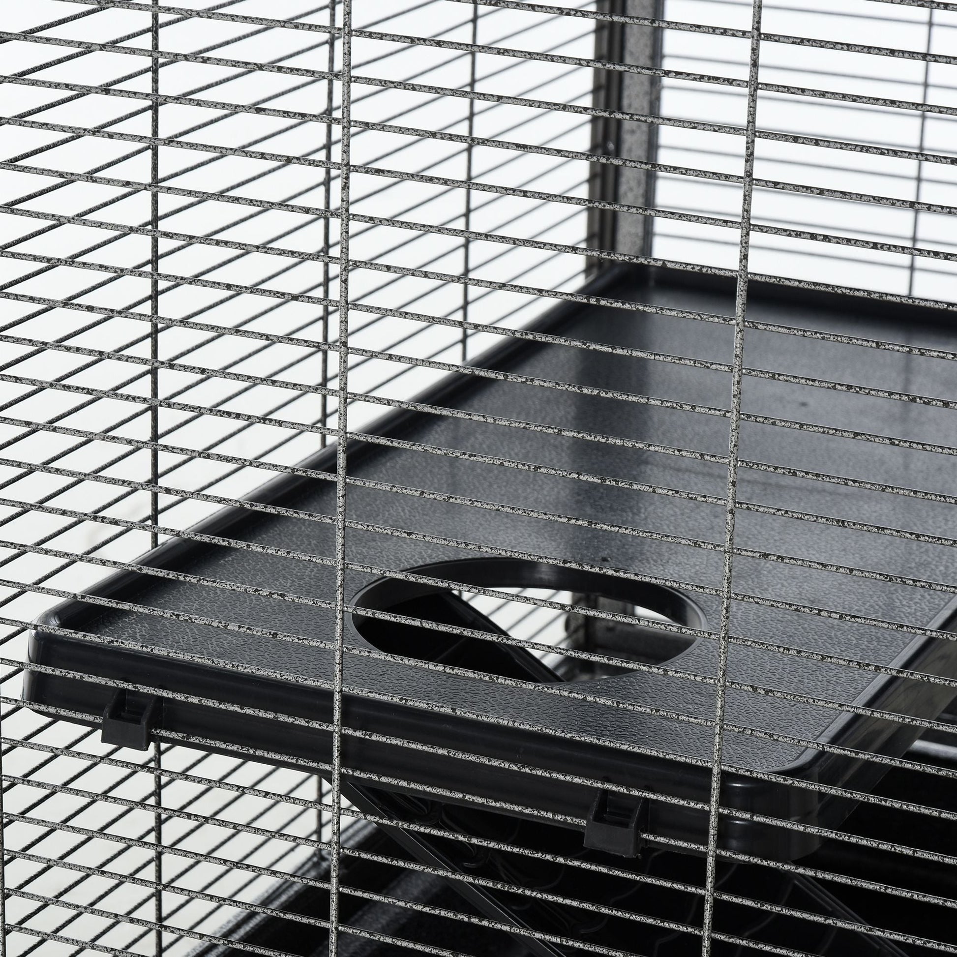 Small Animal Cage with Wheels Pet Home for Chinchillas Ferrets Kittens, with Hammock, 4 Platforms, Removable Tray, Silver