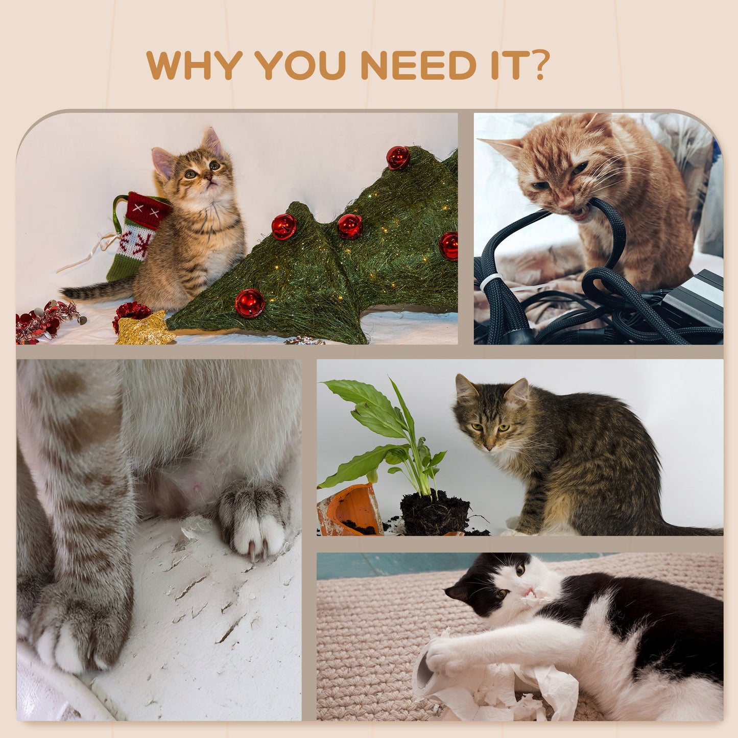 4PCs Wall Mounted Cat Tree Cat Wall Shelves Furniture Climbing Shelf Set Kitten Activity Centre w/ Hammock, Scratching Post - Dark Grey