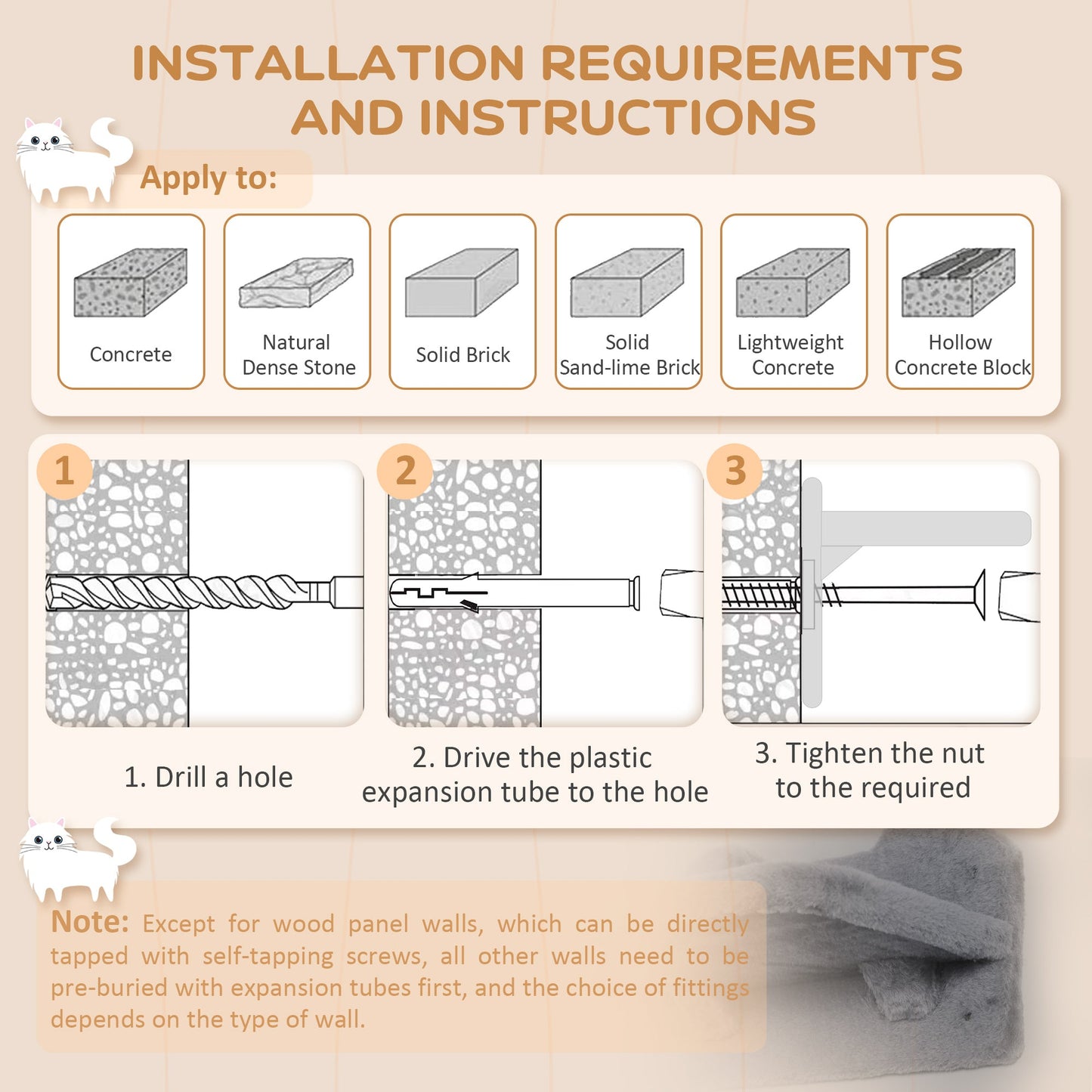 4PCs Wall Mounted Cat Tree Cat Wall Shelves Furniture Climbing Shelf Set Kitten Activity Centre w/ Hammock, Scratching Post - Dark Grey