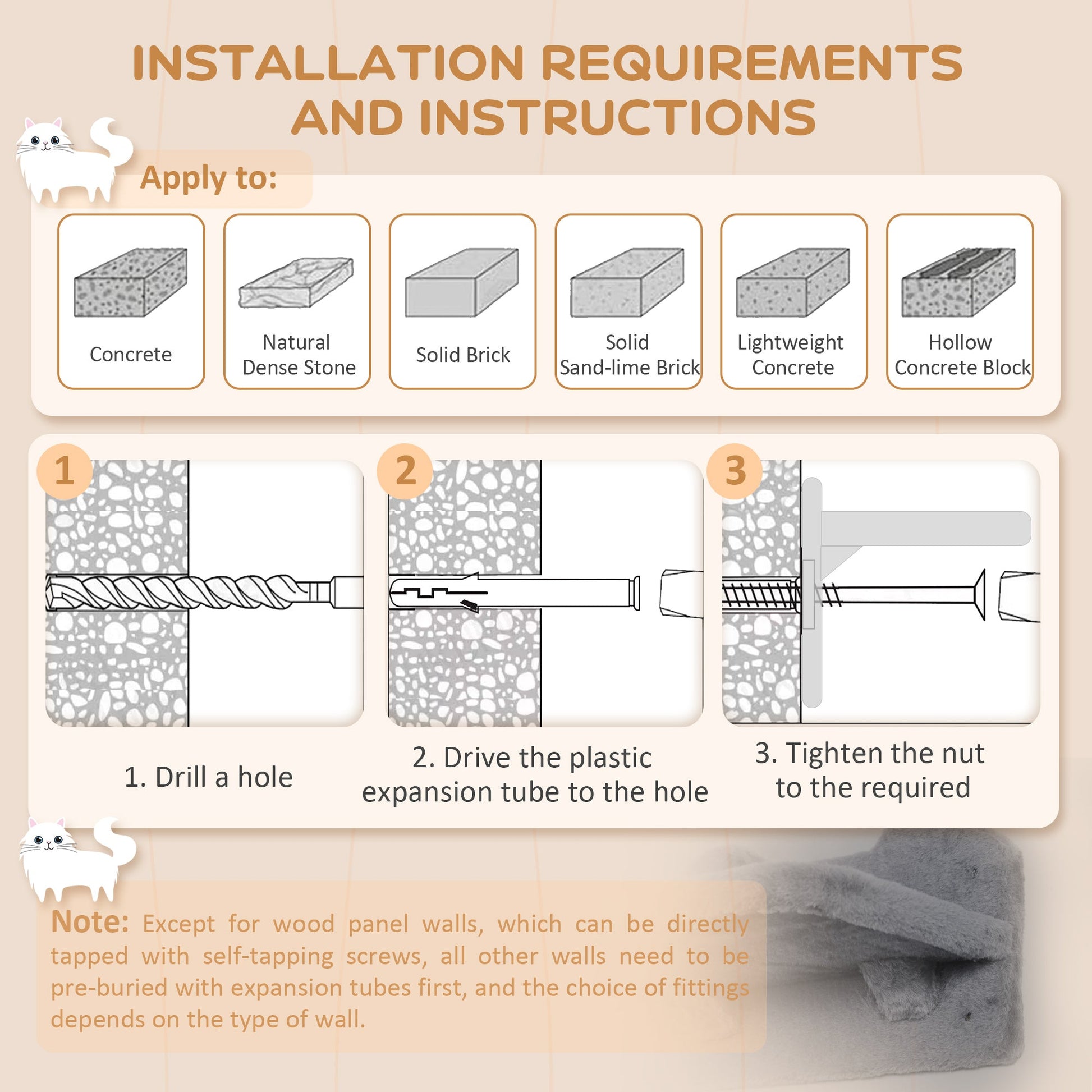 4PCs Wall Mounted Cat Tree Cat Wall Shelves Furniture Climbing Shelf Set Kitten Activity Centre w/ Hammock, Scratching Post - Dark Grey