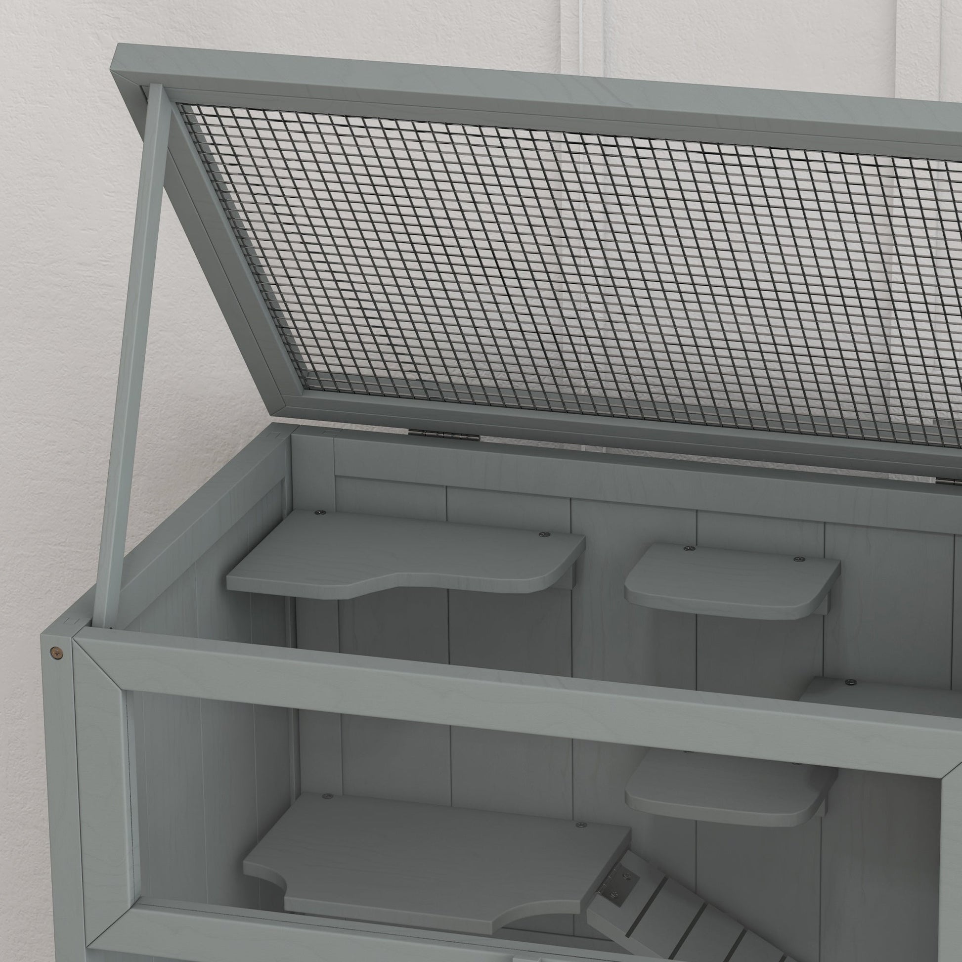 Wooden Hamster Cage with Storage Shelf, Small Animal Exercise Play House with Openable Top, for Hamsters, Gerbils, 60 x 40 x 80 cm - Grey