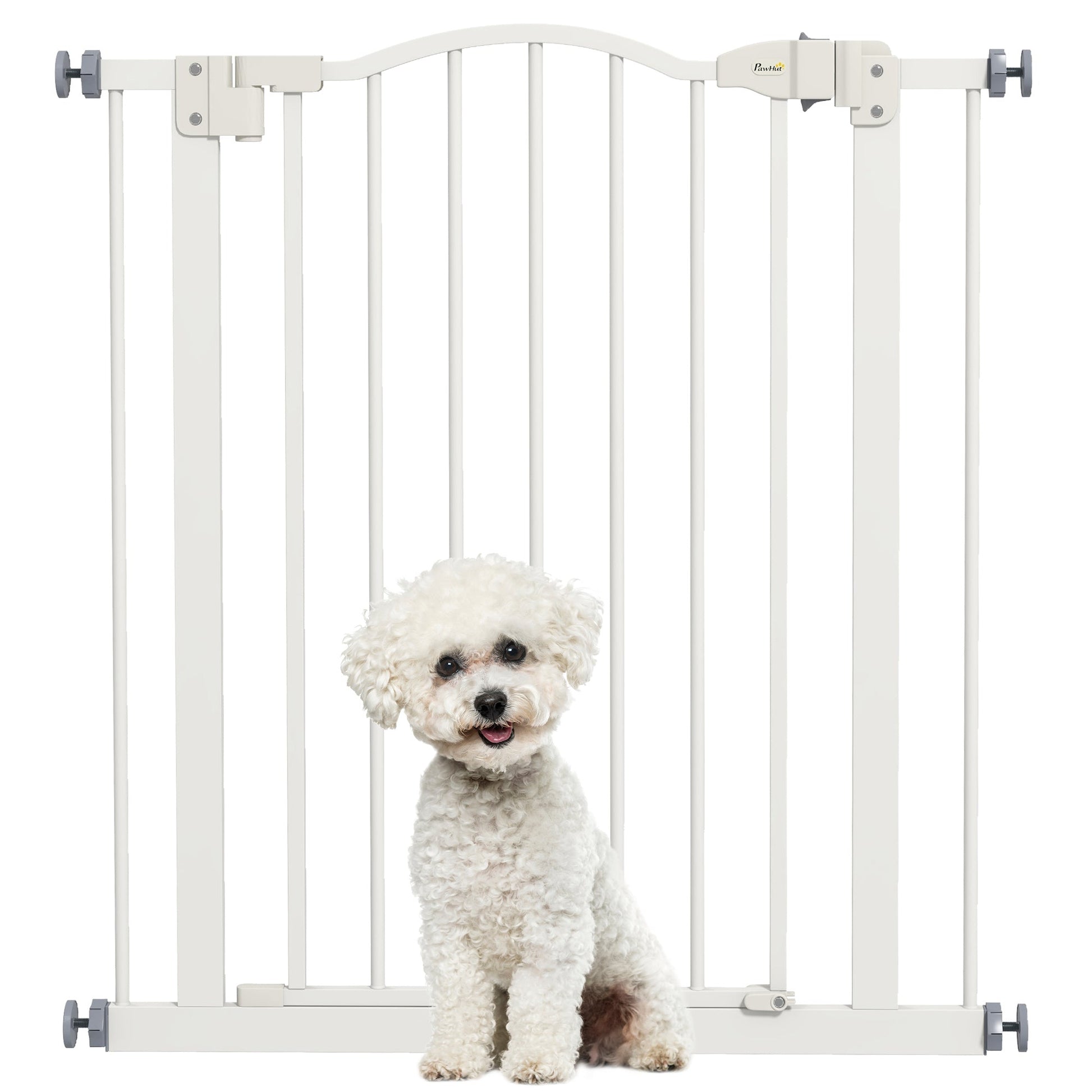 Pressure Fit Dog Stair Gate No Drilling Safety Gate Auto Close for Doorways, Hallways, 74-80cm Adjustable, 78cm Tall, White