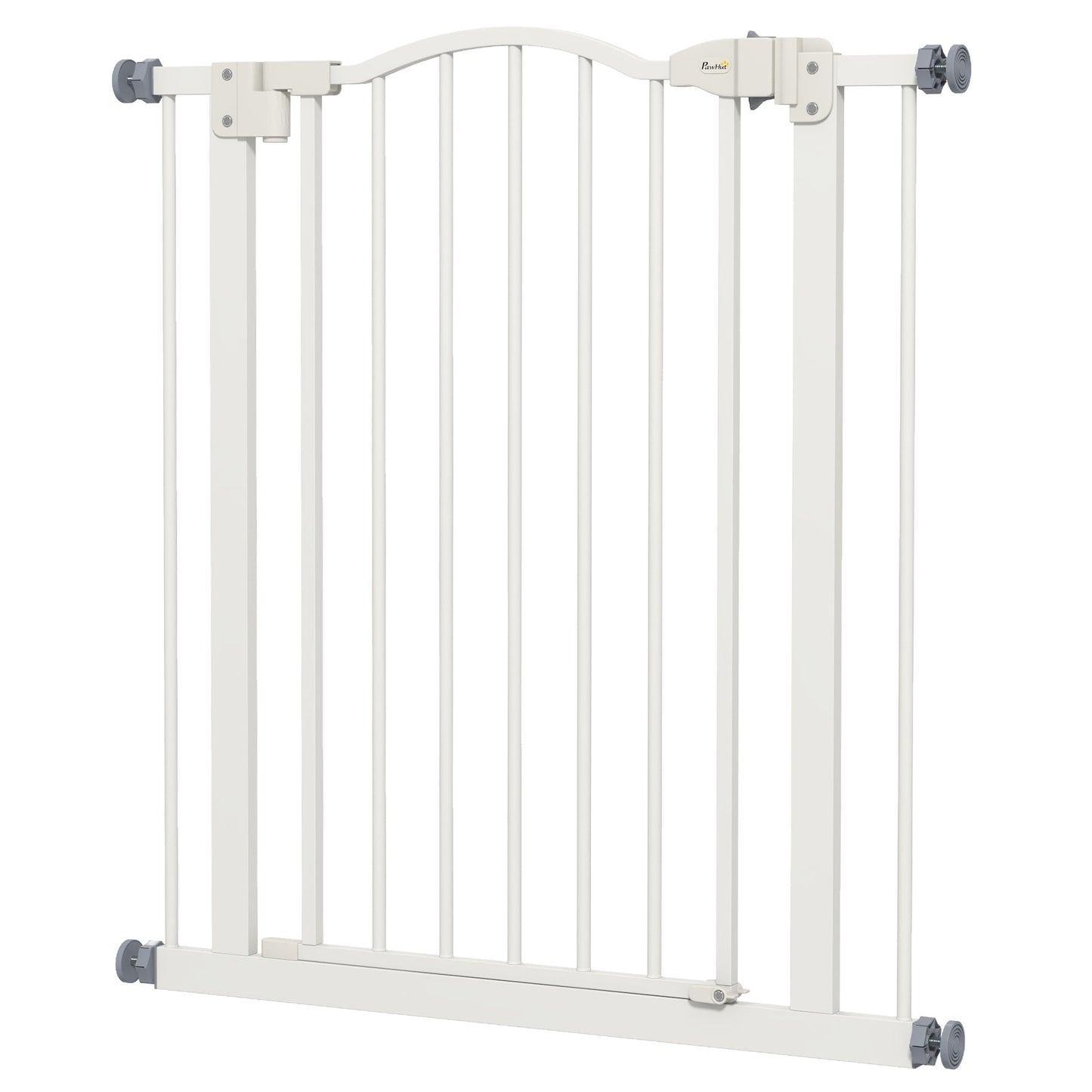 Pressure Fit Dog Stair Gate No Drilling Safety Gate Auto Close for Doorways, Hallways, 74-80cm Adjustable, 78cm Tall, White