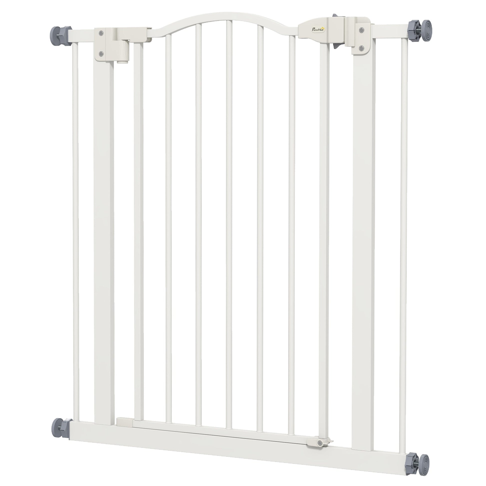 Pressure Fit Dog Stair Gate No Drilling Safety Gate Auto Close for Doorways, Hallways, 74-80cm Adjustable, 78cm Tall, White