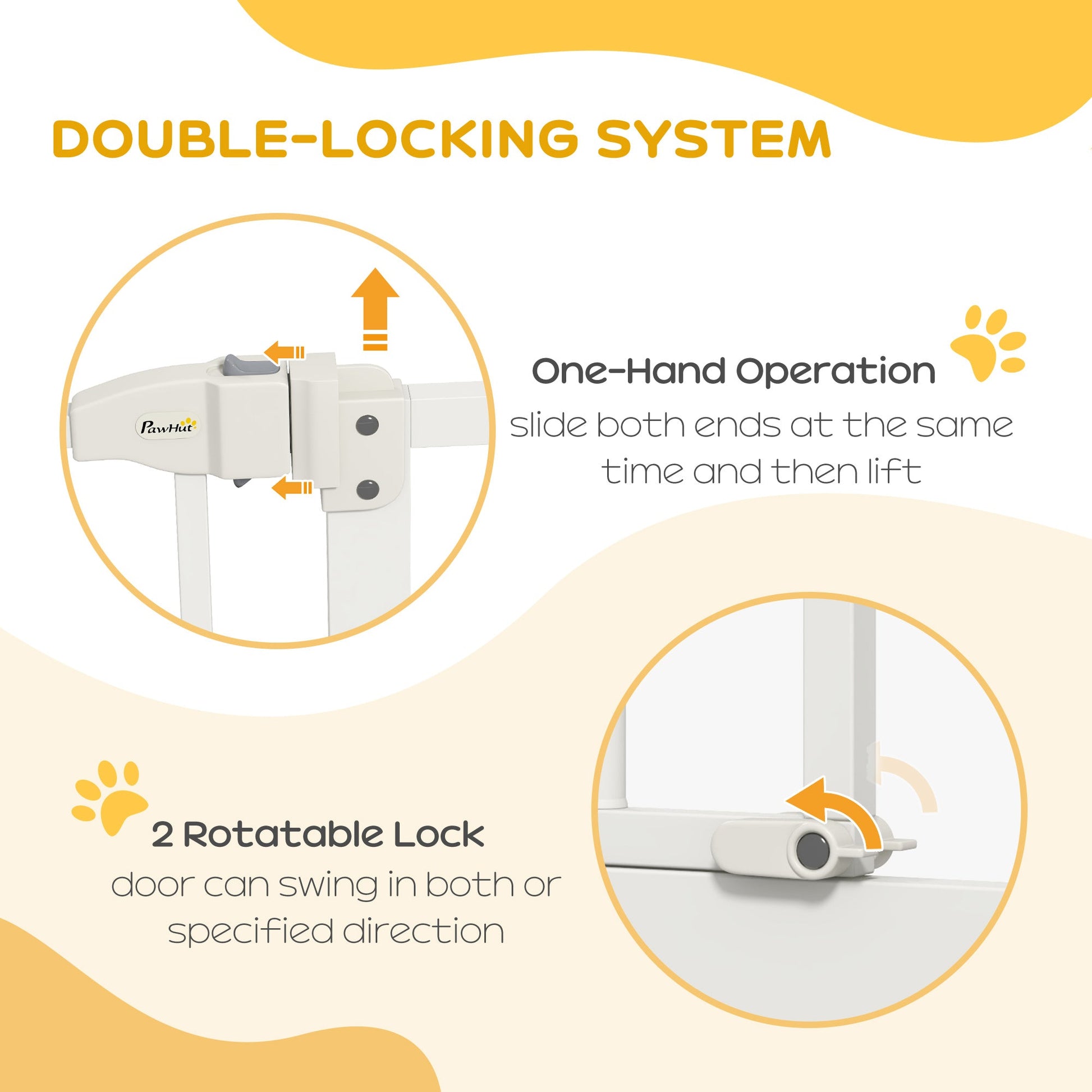 Pressure Fit Dog Stair Gate No Drilling Safety Gate Auto Close for Doorways, Hallways, 74-80cm Adjustable, 78cm Tall, White