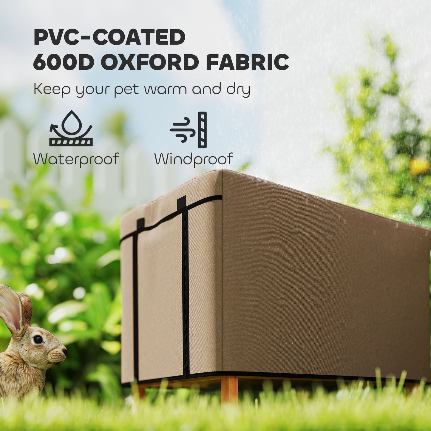 Rabbit Hutch Cover, Guinea Pig Hutch Cover, for Model X-D2-0047 & Similar Models, 43 x 52 x 37cm, Brown