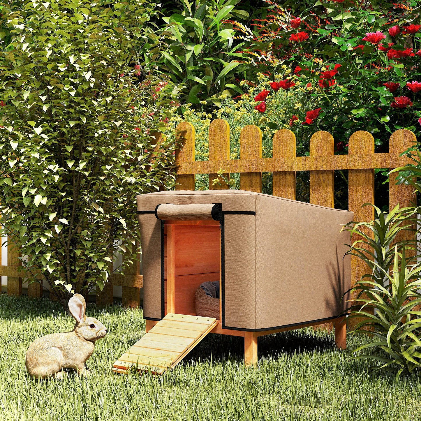 Rabbit Hutch Cover, Guinea Pig Hutch Cover, for Model X-D2-0047 & Similar Models, 43 x 52 x 37cm, Brown