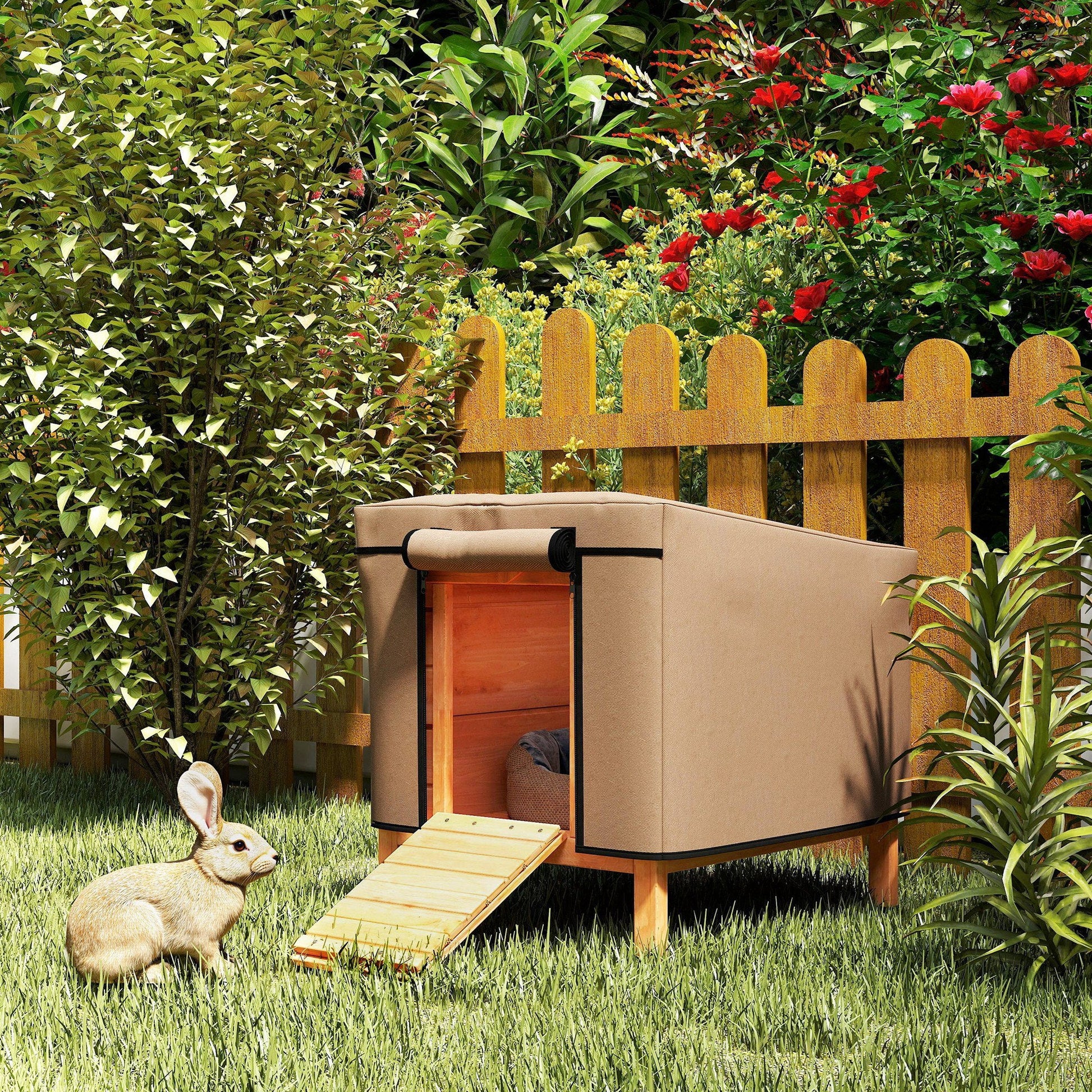 Rabbit Hutch Cover, Guinea Pig Hutch Cover, for Model X-D2-0047 & Similar Models, 43 x 52 x 37cm, Brown