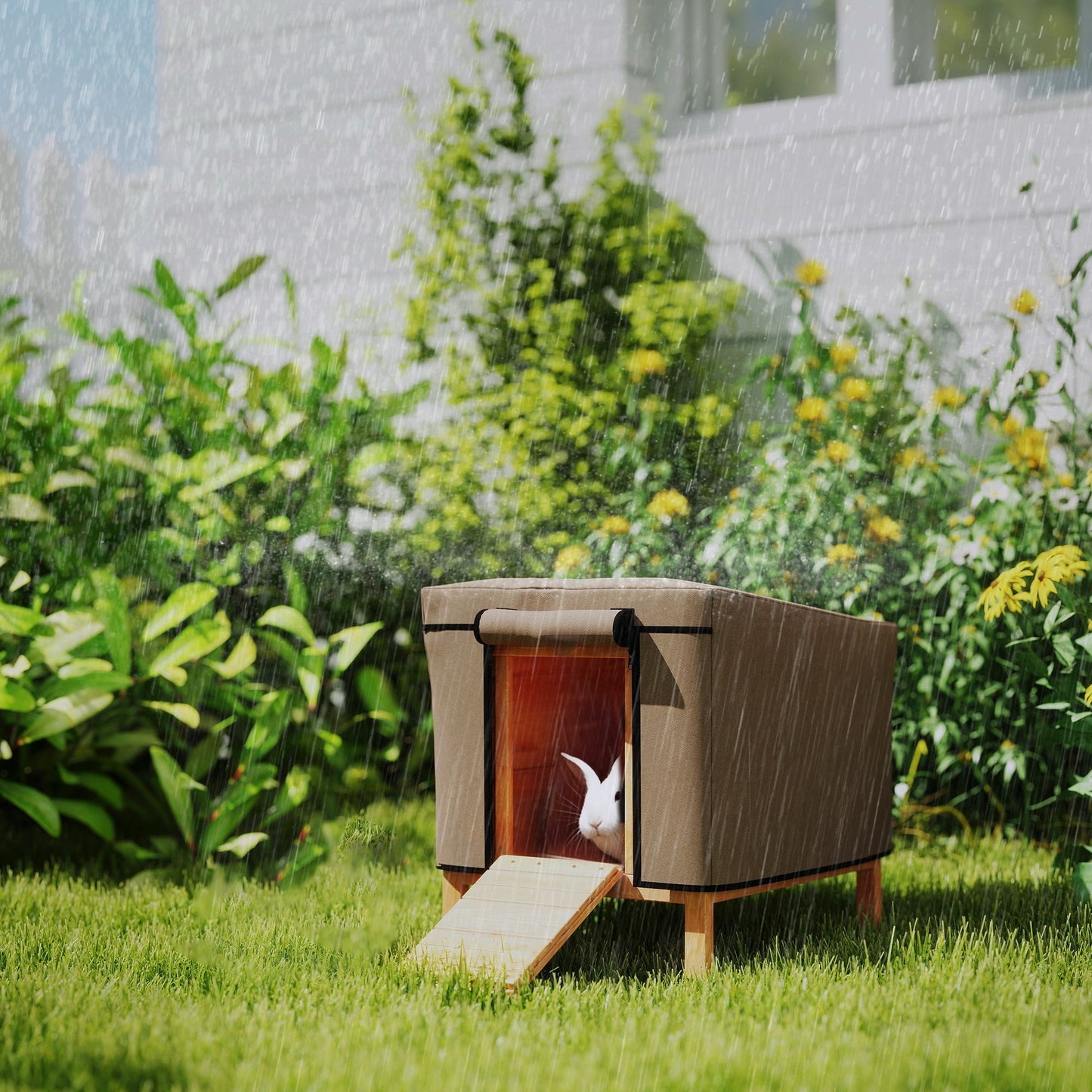 Rabbit Hutch Cover, Guinea Pig Hutch Cover, for Model X-D2-0047 & Similar Models, 43 x 52 x 37cm, Brown