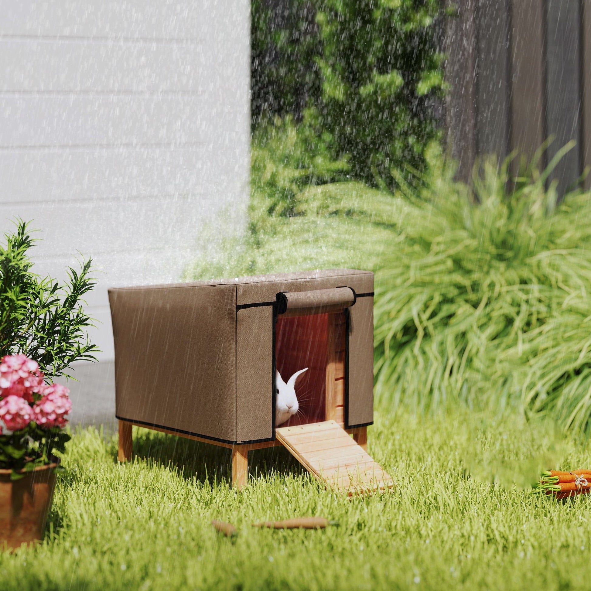 Rabbit Hutch Cover, Guinea Pig Hutch Cover, for Model X-D2-0047 & Similar Models, 43 x 52 x 37cm, Brown