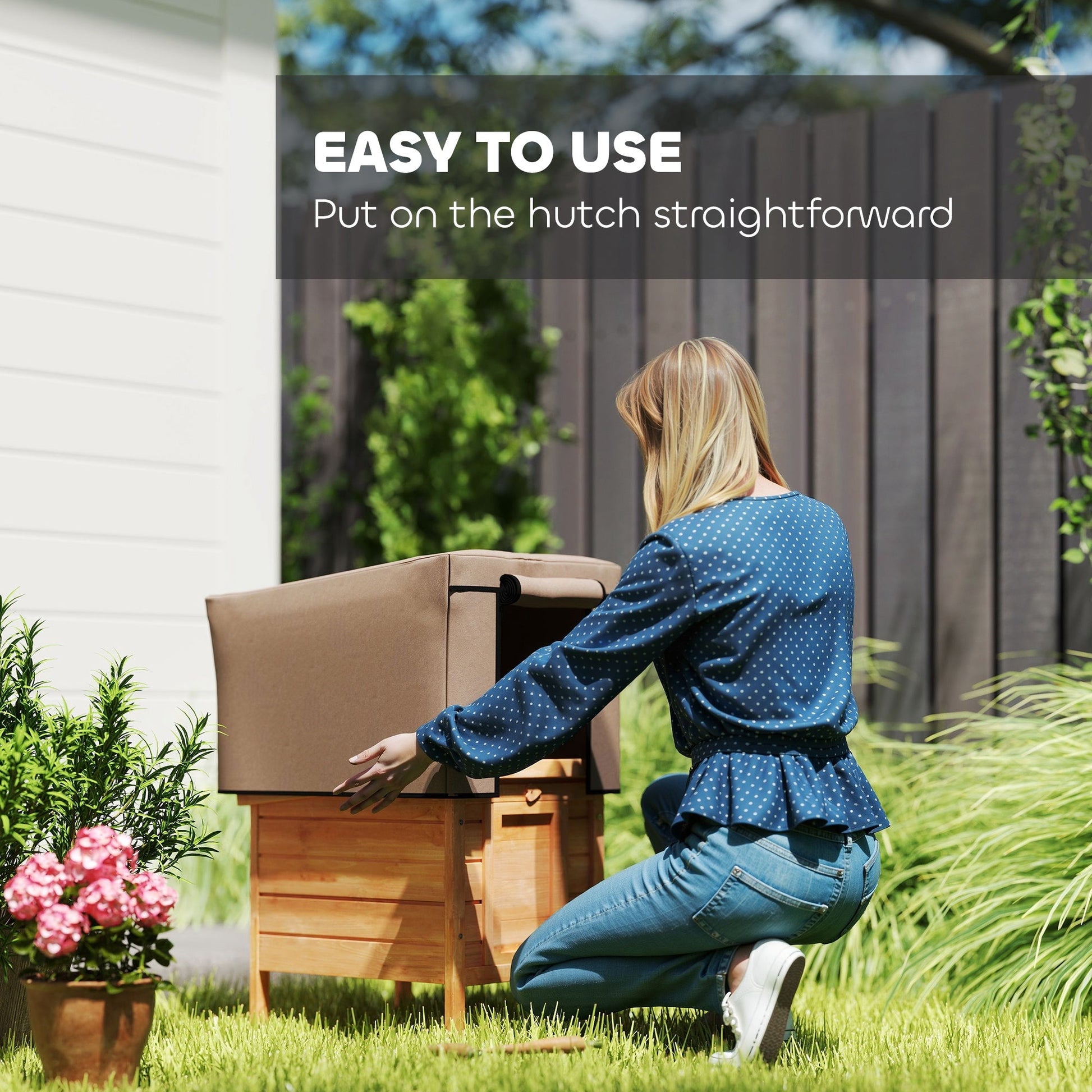 Rabbit Hutch Cover, Guinea Pig Hutch Cover, for Model X-D2-0047 & Similar Models, 43 x 52 x 37cm, Brown