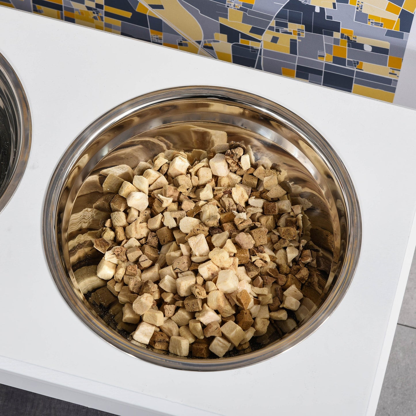 Raised Dog Bowl Feeding Bowls with Stand for Extra Small and Small Dogs Elevated Pet Bowls Water Food Feeder 44L x 24W x 15H cm - White