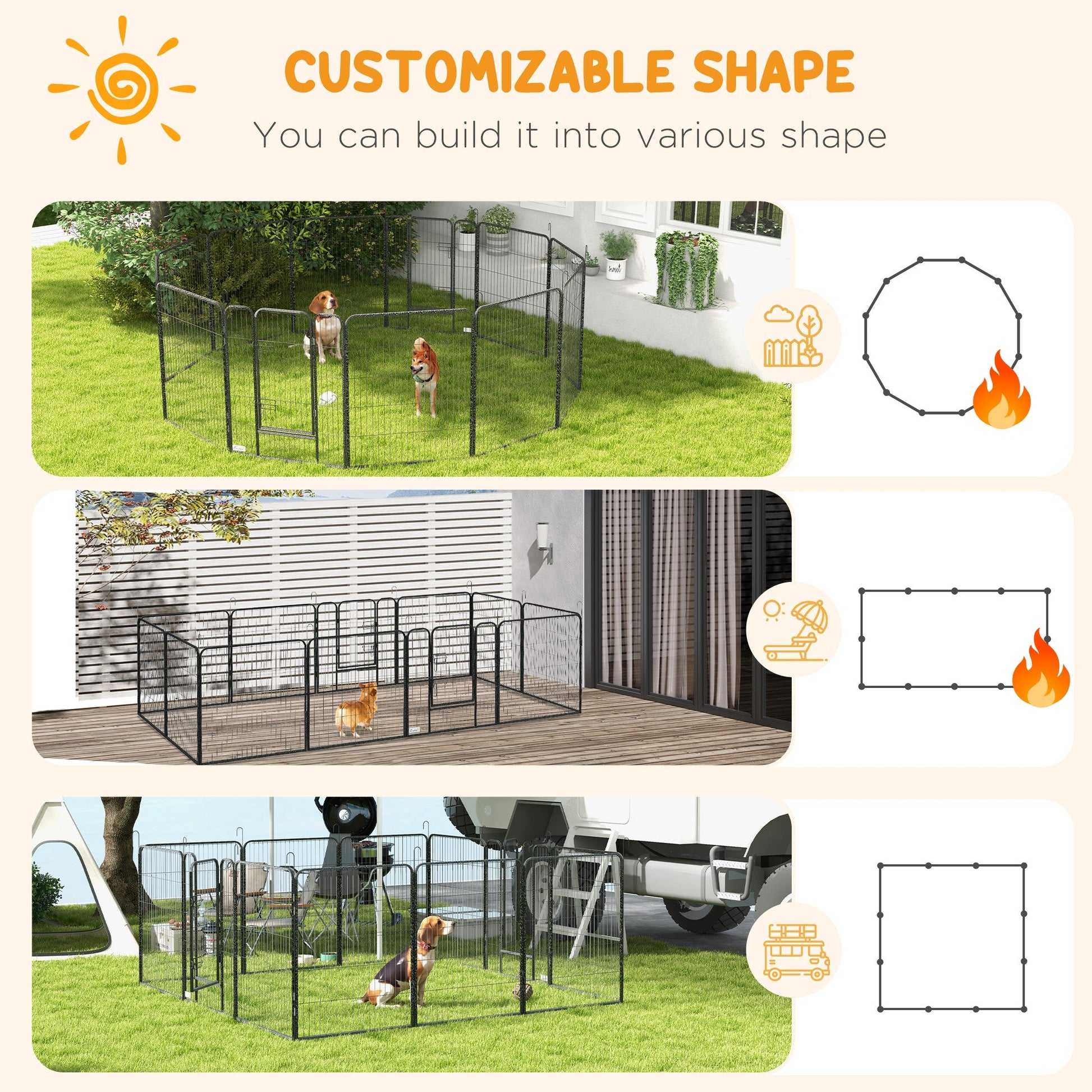 Dog Pen 12 Panels Puppy Pen Heavy Duty Pet Playpen for Indoor Outdoor for Dogs, Rabbits, Ducks 100cm High
