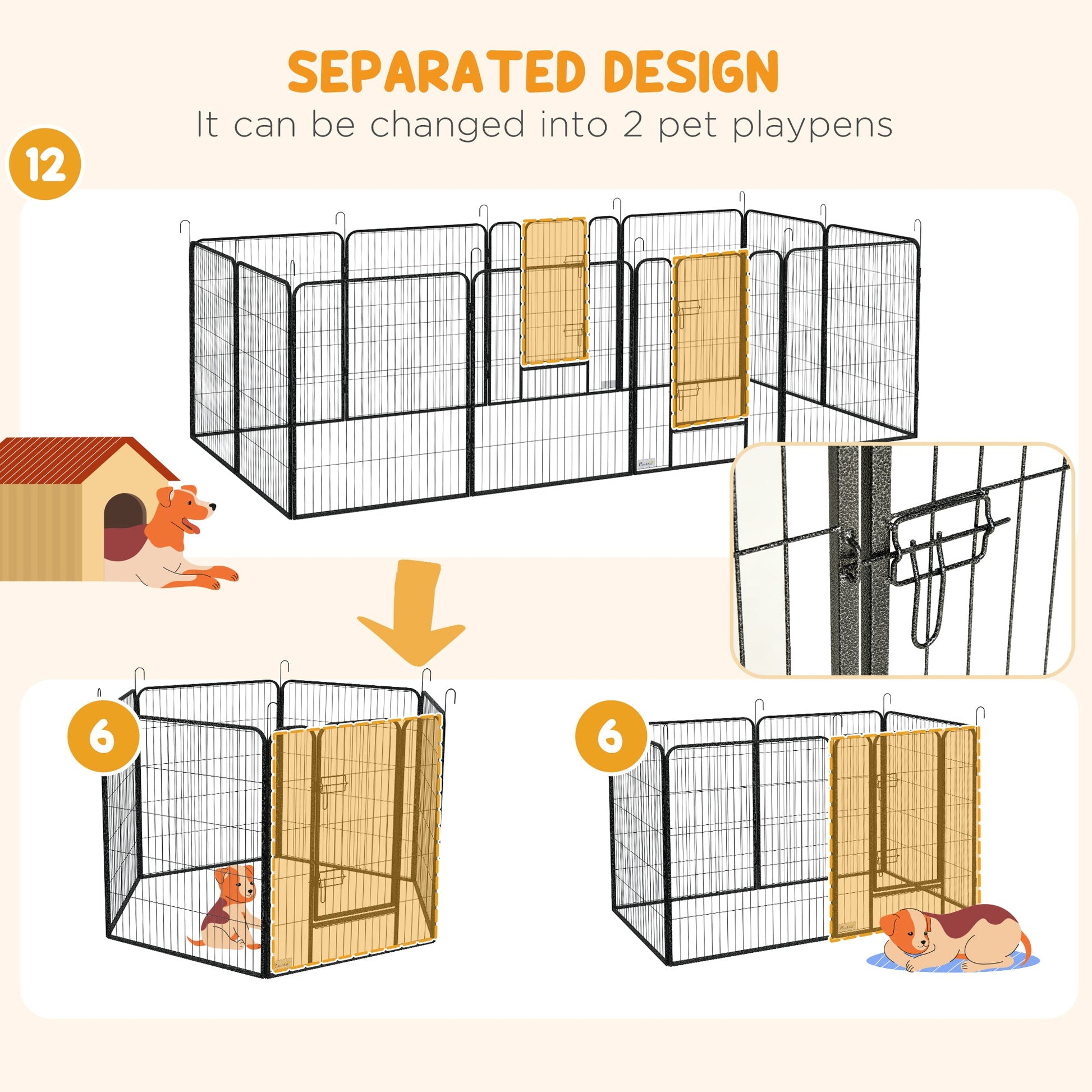 Dog Pen 12 Panels Puppy Pen Heavy Duty Pet Playpen for Indoor Outdoor for Dogs, Rabbits, Ducks 100cm High