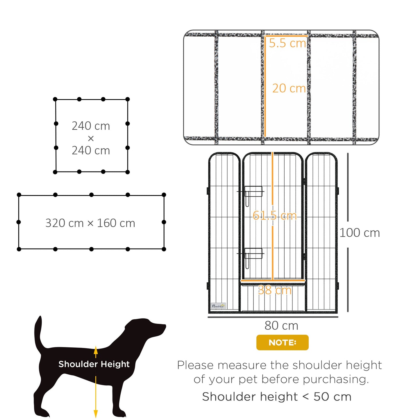 Dog Pen 12 Panels Puppy Pen Heavy Duty Pet Playpen for Indoor Outdoor for Dogs, Rabbits, Ducks 100cm High