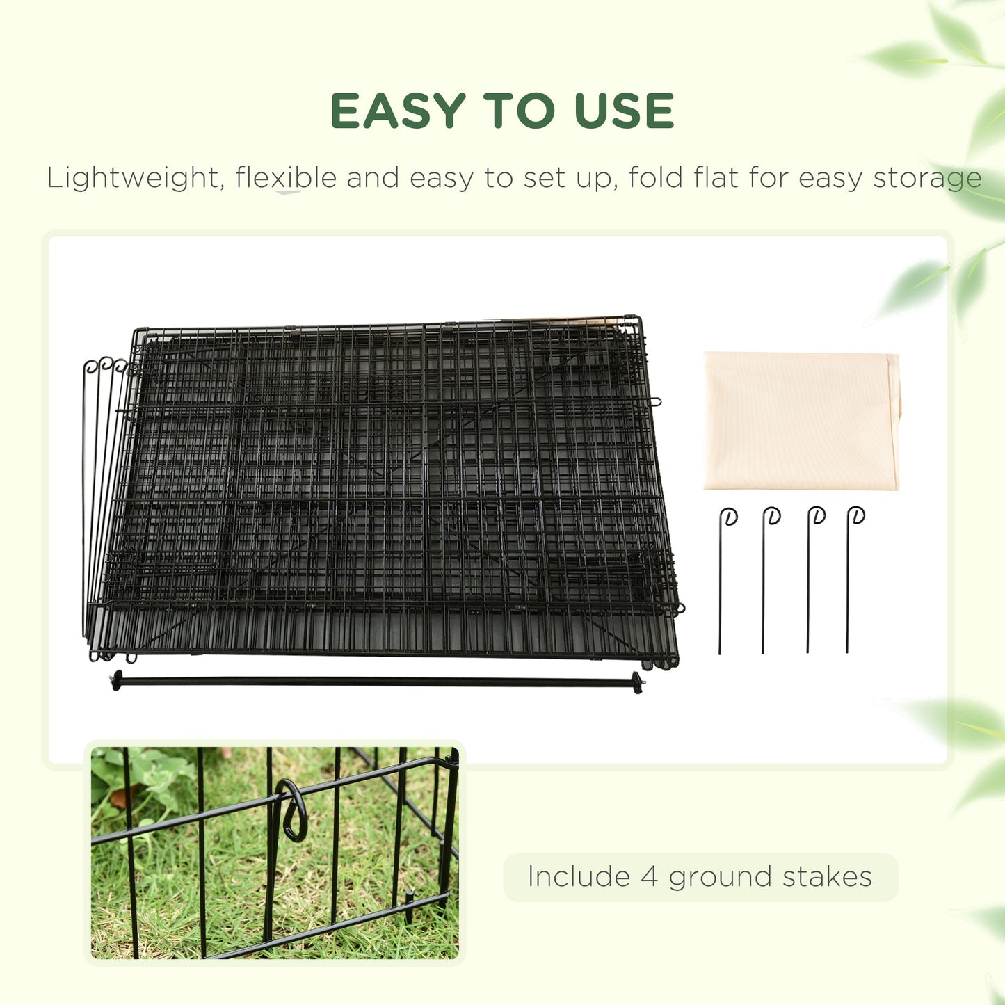 Rabbit Run Playpen, Guinea Pig Cage with Pitched Roof, Sun Protection Cover, 220 x 103 x 103 cm, Metal Enclosure for Small Animals, Chickens, Ferrets, Beige