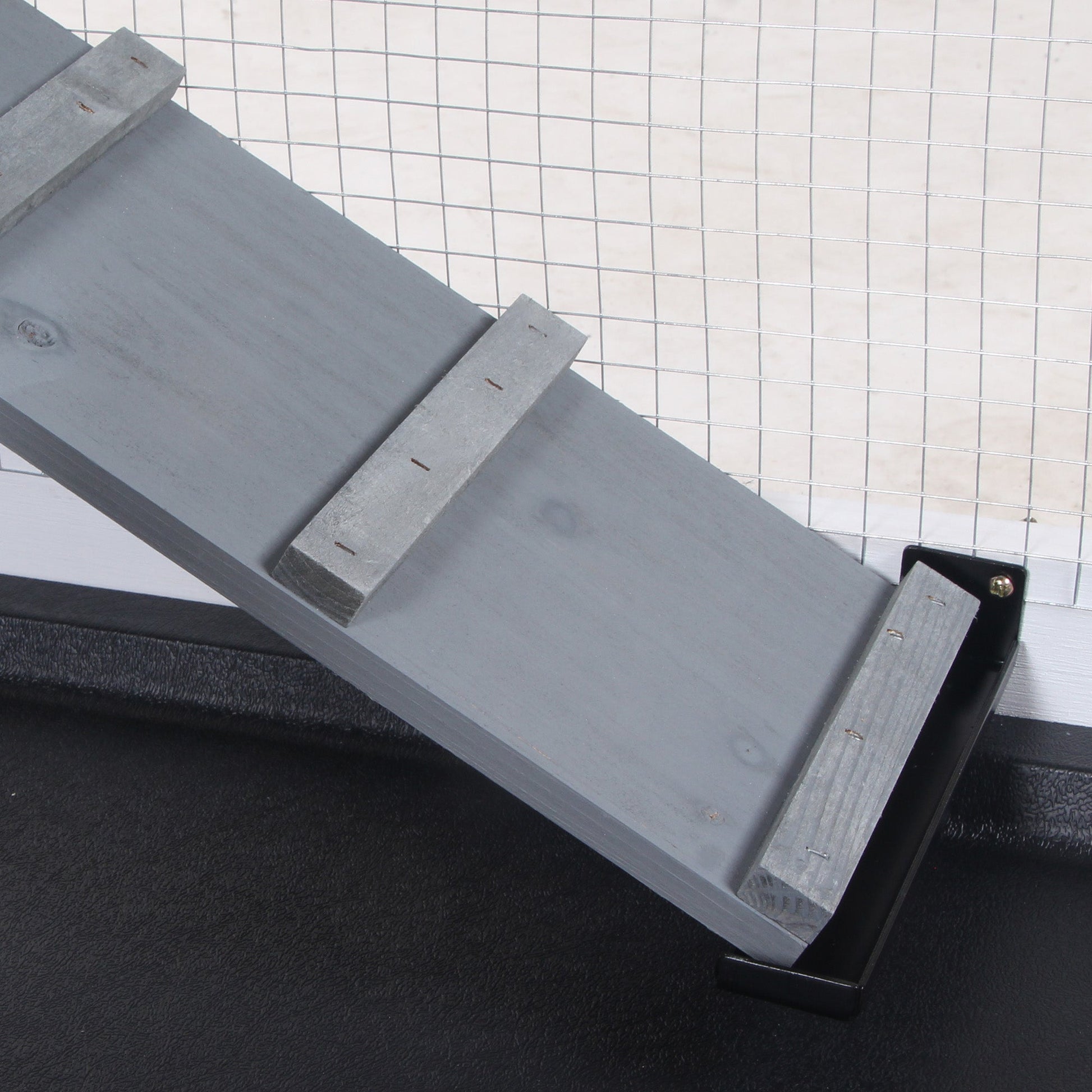 Rabbit Hutch Guinea Pig Hutch Wooden House with Run, 2 Tier Pet Cage Outdoor with No-leak Plastic Trays, 157.4 x 53 x 93.5cm, Grey