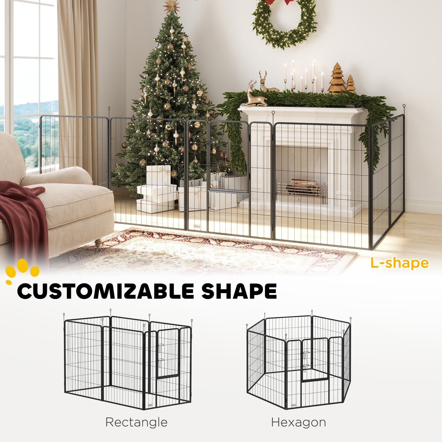Dog Pen 6 Panels Puppy Pen Heavy Duty Pet Playpen for Indoor Outdoor for Dogs, Rabbits, Ducks 100cm High