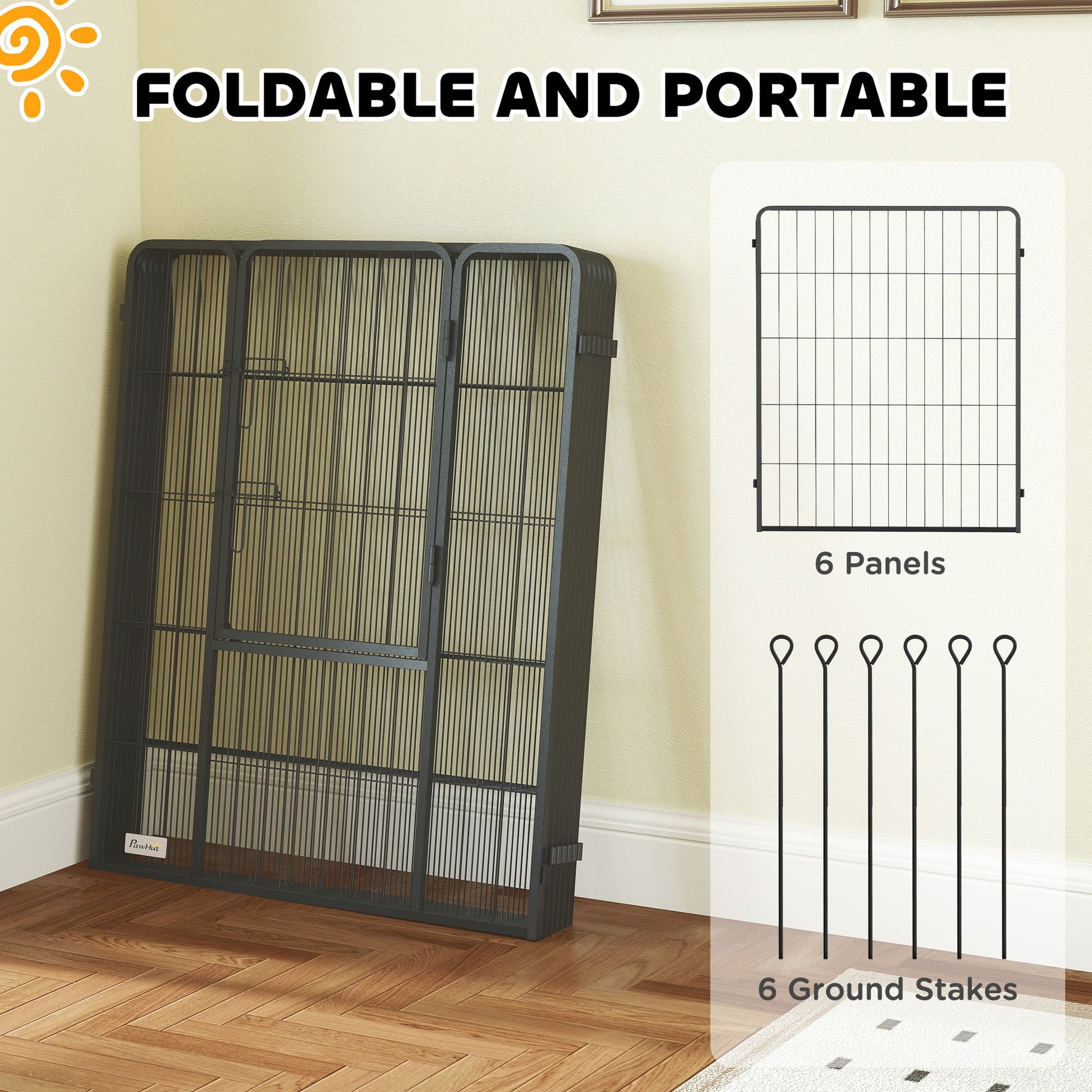 Dog Pen 6 Panels Puppy Pen Heavy Duty Pet Playpen for Indoor Outdoor for Dogs, Rabbits, Ducks 100cm High