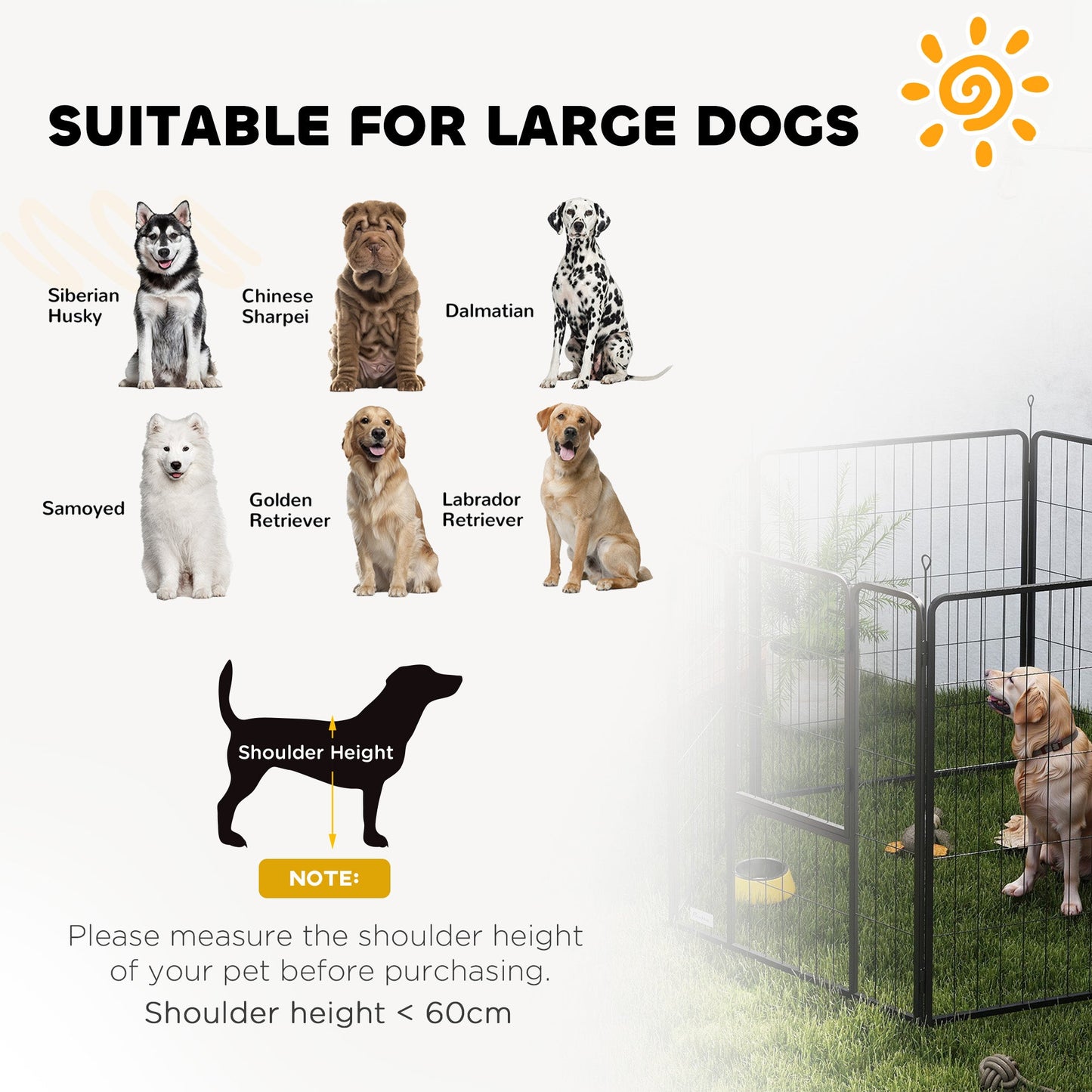 Dog Pen 6 Panels Puppy Pen Heavy Duty Pet Playpen for Indoor Outdoor for Dogs, Rabbits, Ducks 100cm High