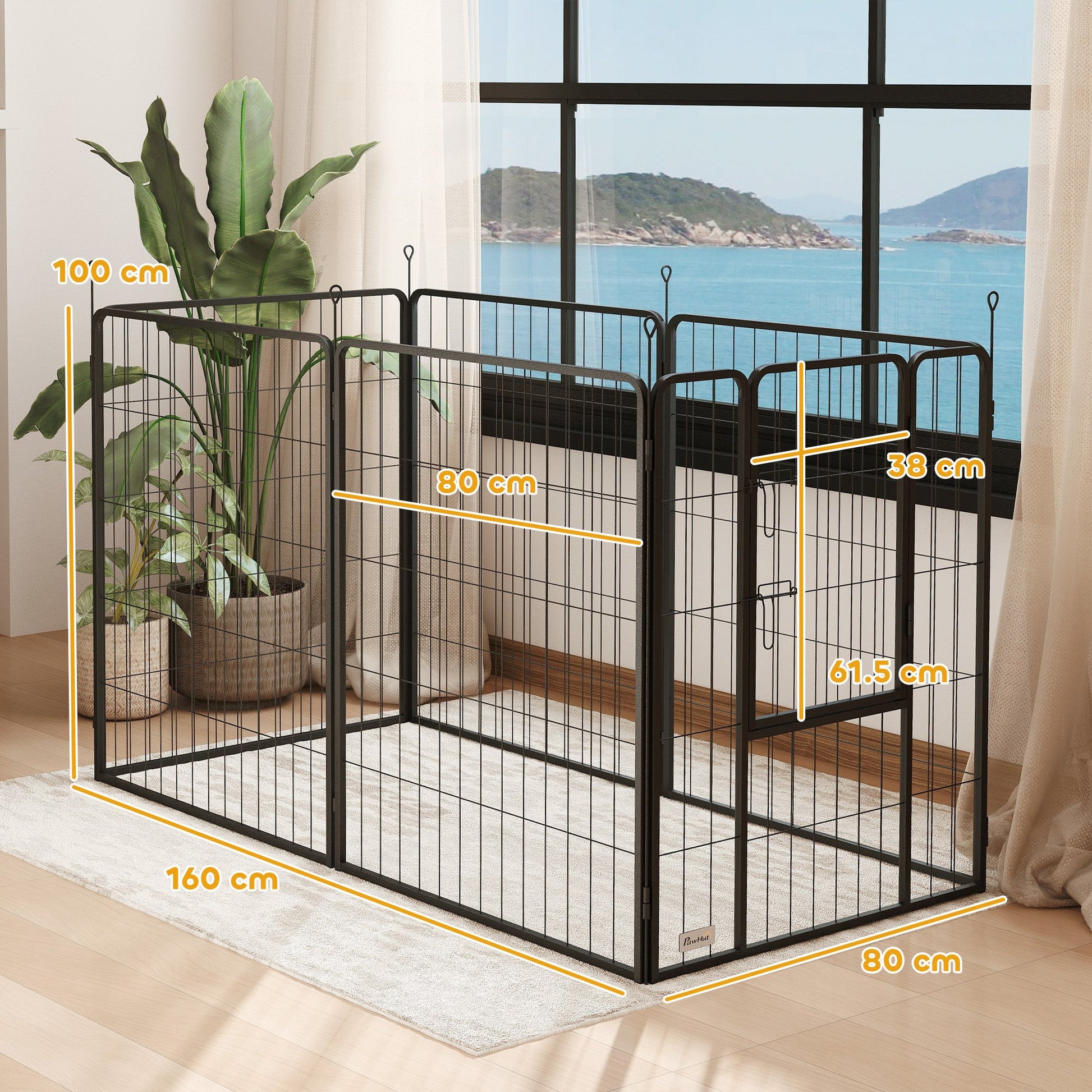 Dog Pen 6 Panels Puppy Pen Heavy Duty Pet Playpen for Indoor Outdoor for Dogs, Rabbits, Ducks 100cm High