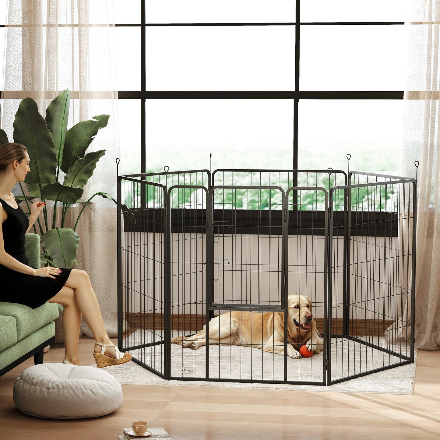 Dog Pen 6 Panels Puppy Pen Heavy Duty Pet Playpen for Indoor Outdoor for Dogs, Rabbits, Ducks 100cm High
