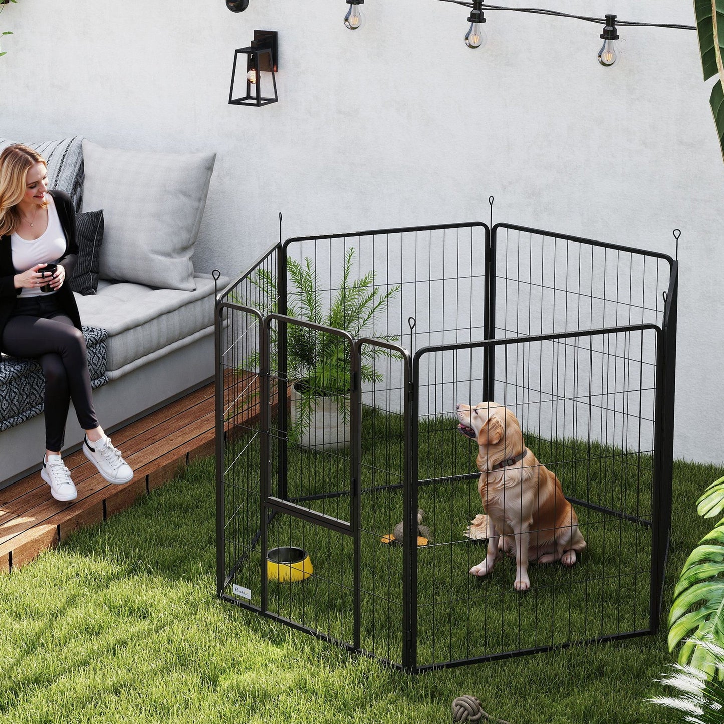 Dog Pen 6 Panels Puppy Pen Heavy Duty Pet Playpen for Indoor Outdoor for Dogs, Rabbits, Ducks 100cm High