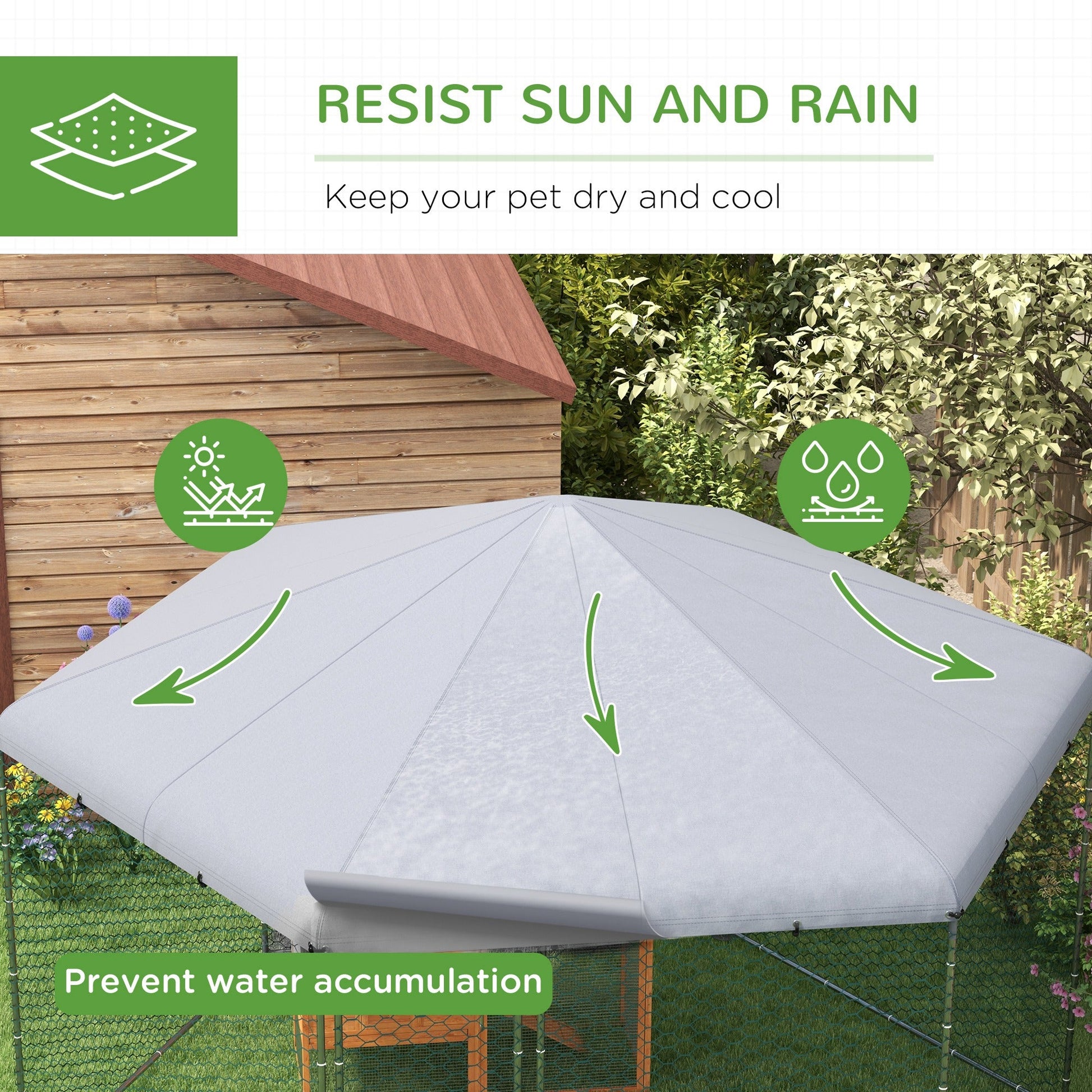 Walk in Chicken Run Chicken Coop Galvanised Outdoor Poultry Cage w/ Cover, for 10-15 Chickens, Hens, Rabbits, Ducks, 4 x 3.5 x 2.6m - Silver Tone