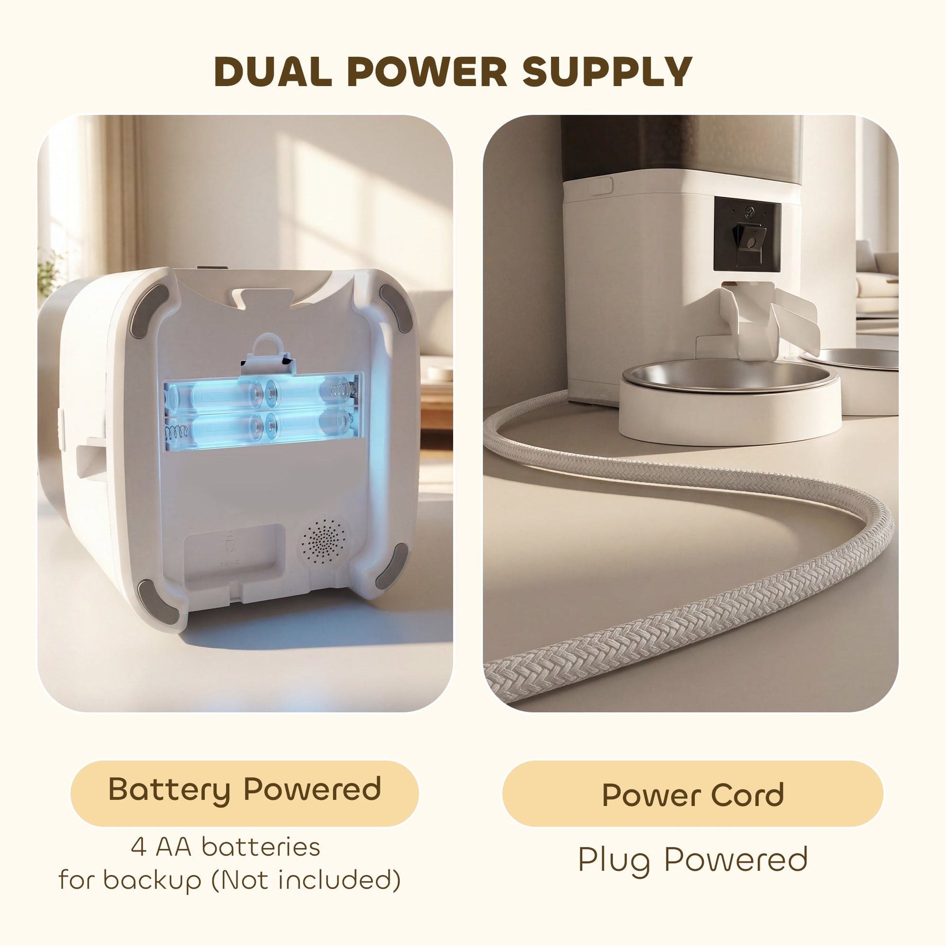 Automatic Cat Feeder with HD Camera for 2 Cats, 6L 2.4G/5G WiFi Smart Pet Food Dispenser with App Control, Timed Pet Feeder with 1-10 Meals Per Day, 10s Voice Recorder, Dual Power Supply