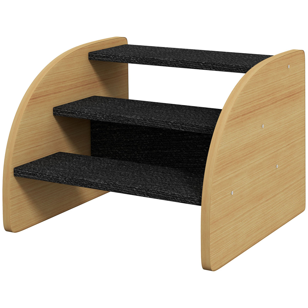 Dog Steps for Sofa and Bed, 3-Step Dog Stairs, Lightweight Pet Stairs with Side Panels, Non-Slip Feet for Small Puppies, Easy Assembly, Oak Finish