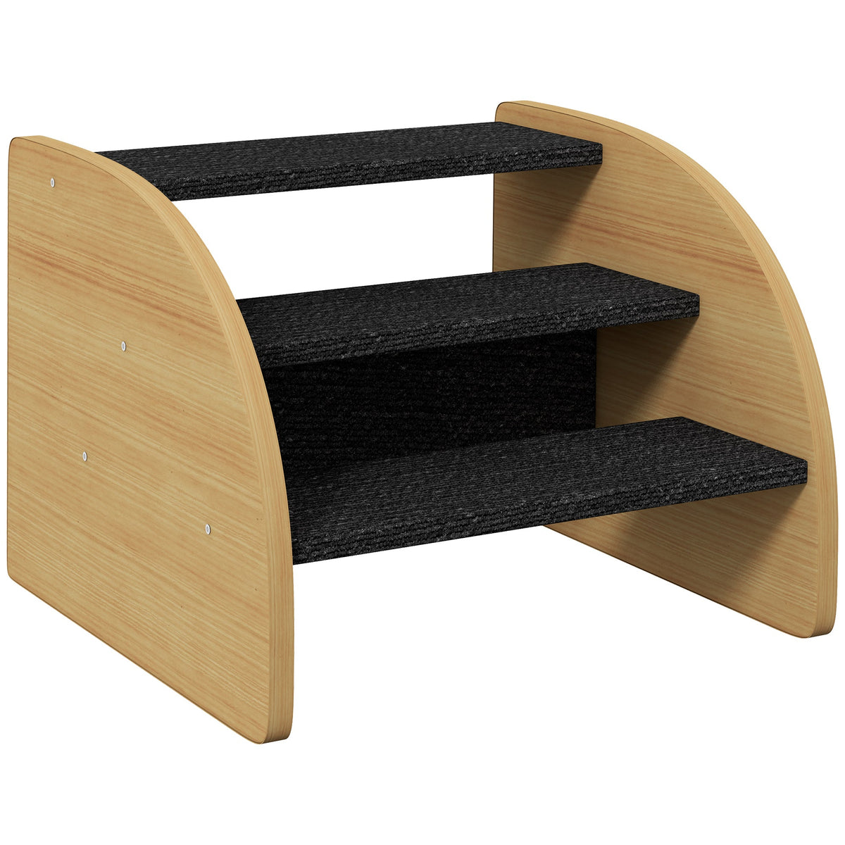 Dog Steps for Sofa and Bed, 3-Step Dog Stairs, Lightweight Pet Stairs with Side Panels, Non-Slip Feet for Small Puppies, Easy Assembly, Oak Finish