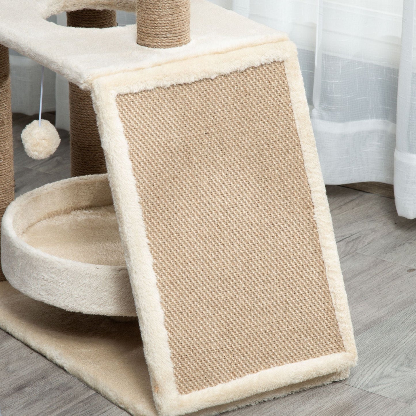 Cat Tree for Indoor Cats with Scratching Posts Pad, Kitten Tower with Bed Perch Ball Toy, 60 x 30 x 76 cm, Light Brown