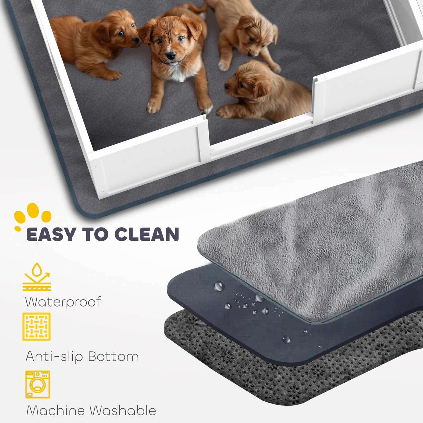 Whelping Box for Dogs with Water-Resistant Washable Whelping Pad, Dog Whelping Box with Clear Panels, Adjustable Entrance, Two Room Design, Non-Slip Foot Pads, for Small Dogs, 164 x 80cm