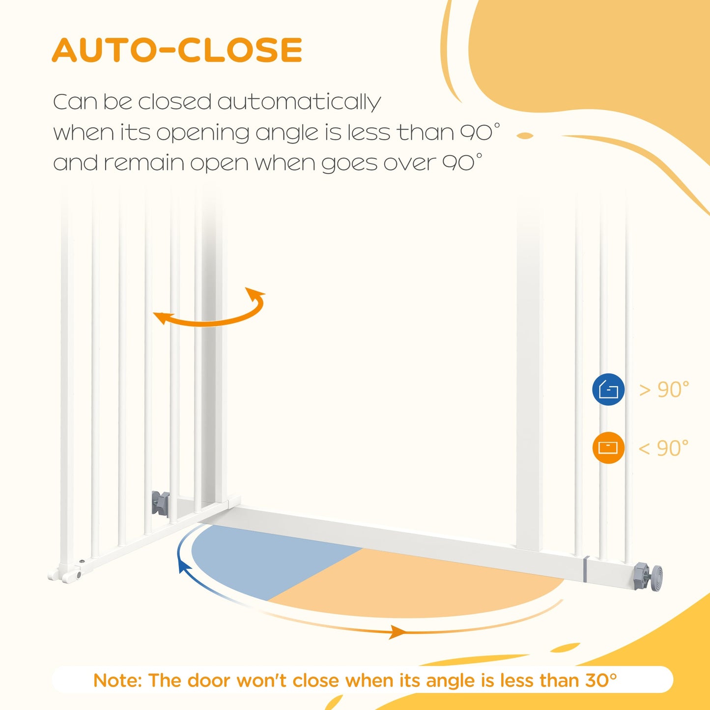 Dog Gate Stair Gate Pressure Fit Pets Barrier Auto Close for Doorway Hallway, 74-87cm Wide Adjustable, White