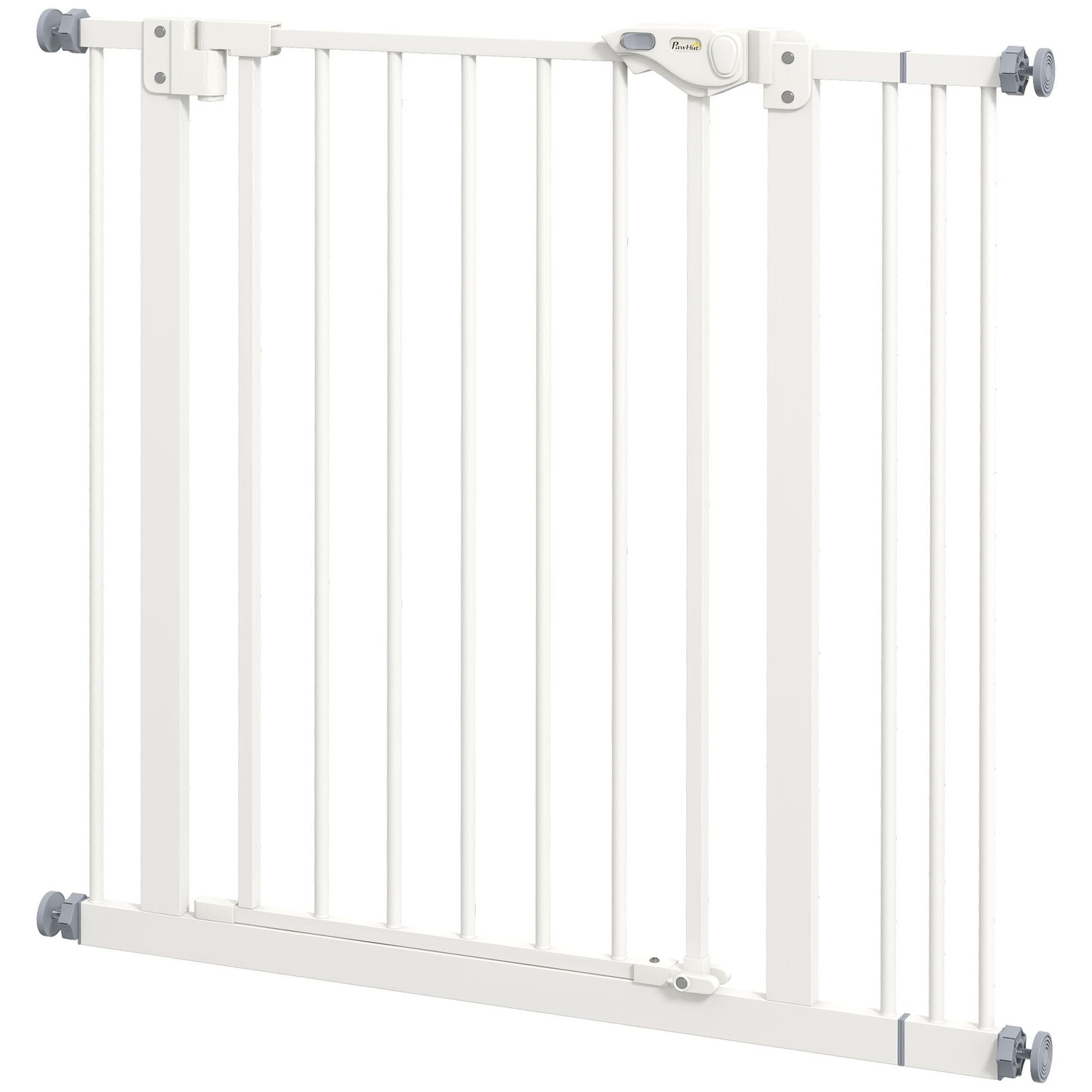 Dog Gate Stair Gate Pressure Fit Pets Barrier Auto Close for Doorway Hallway, 74-87cm Wide Adjustable, White