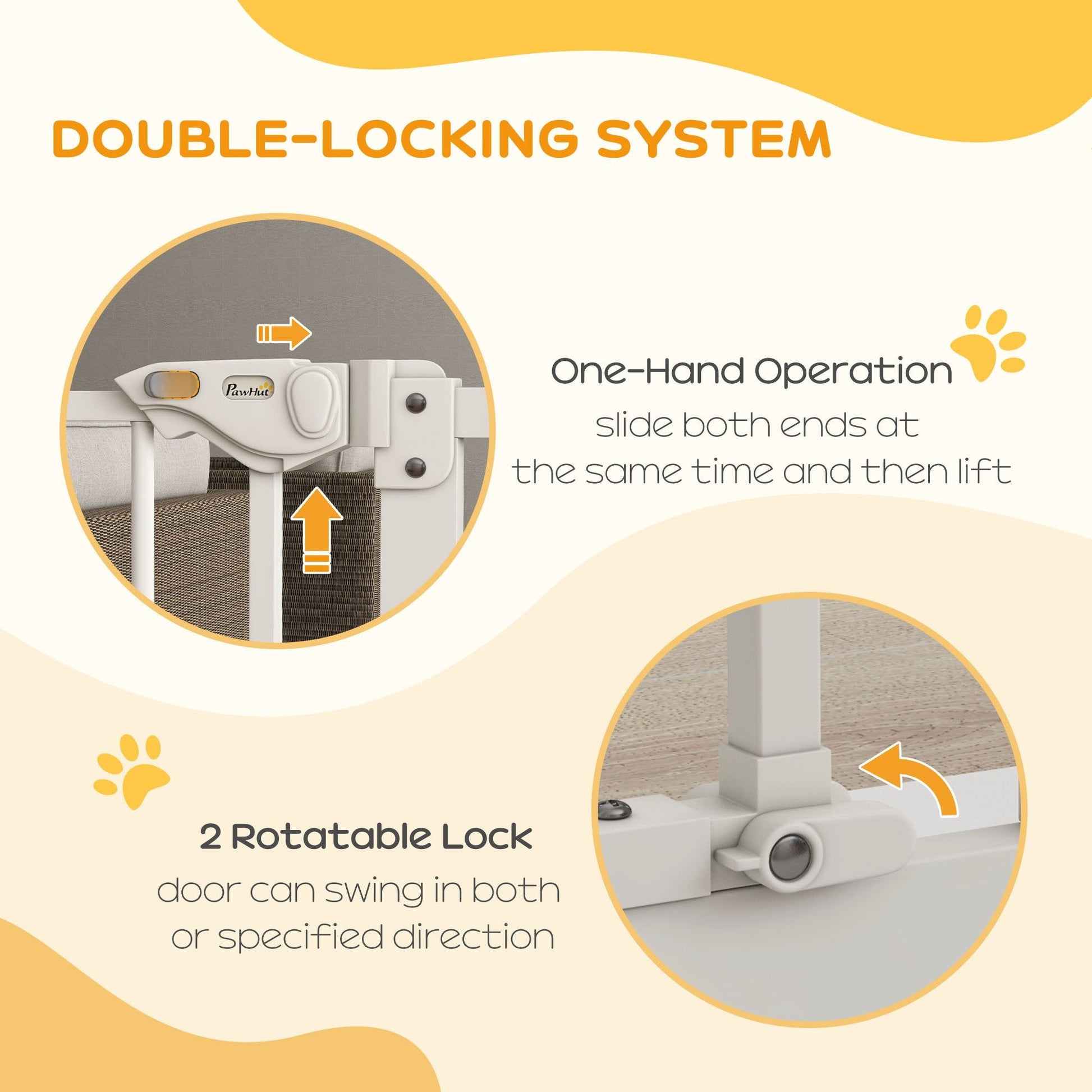 Dog Gate Stair Gate Pressure Fit Pets Barrier Auto Close for Doorway Hallway, 74-87cm Wide Adjustable, White