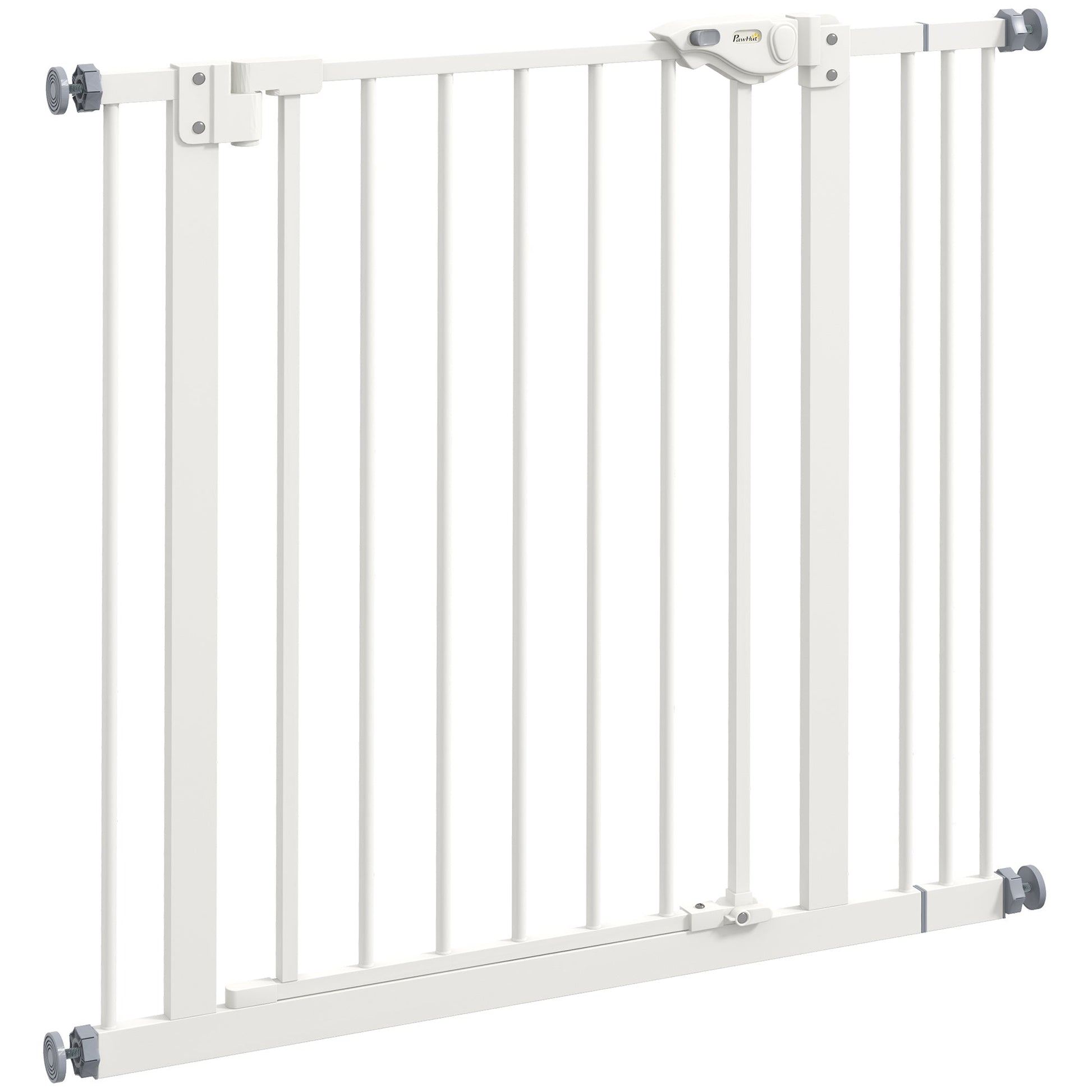 Dog Gate Stair Gate Pressure Fit Pets Barrier Auto Close for Doorway Hallway, 74-87cm Wide Adjustable, White