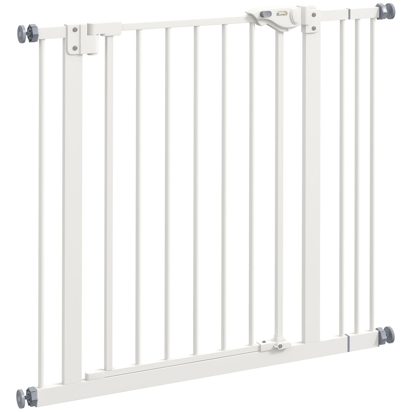 Dog Gate Stair Gate Pressure Fit Pets Barrier Auto Close for Doorway Hallway, 74-87cm Wide Adjustable, White