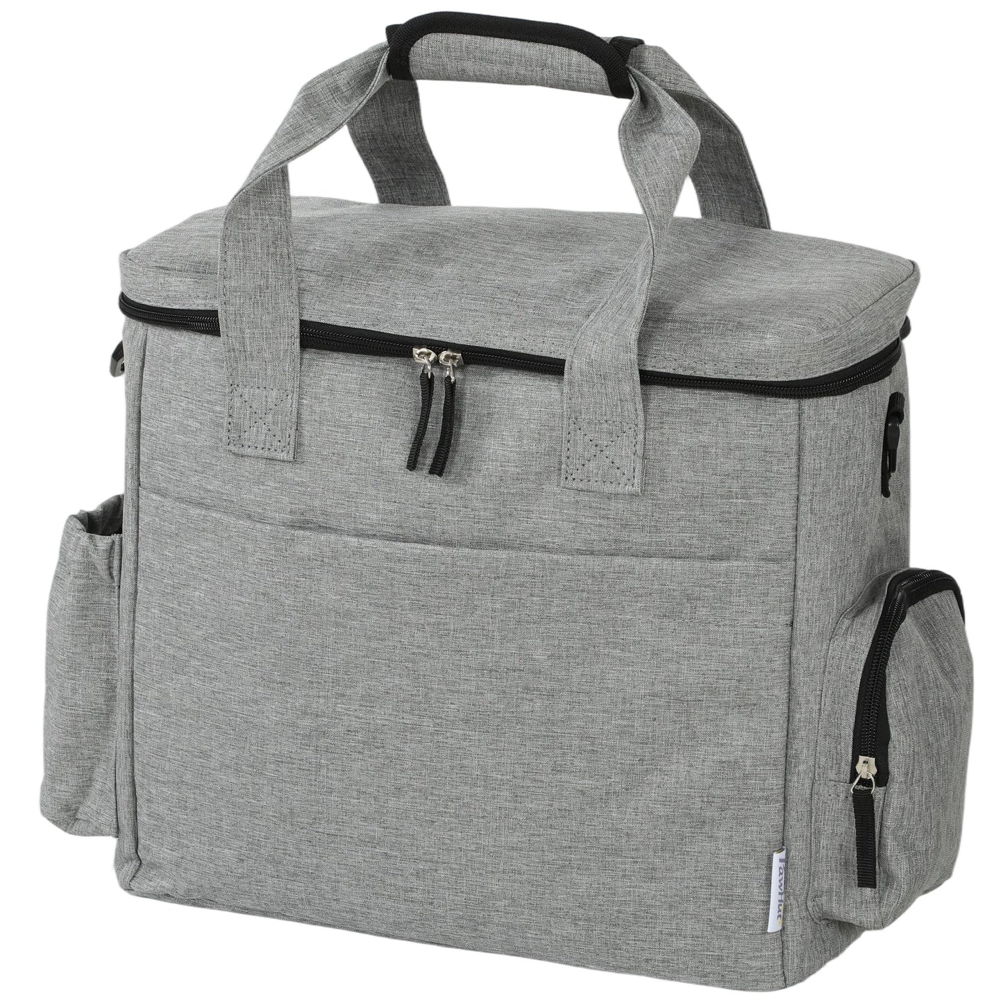Dog Travel Bag, Dog Walking Bag with Multiple Pockets, Two Food Containers and Silicone Collapsible Bowl, Treat Pouch Bag for Cat Puppy Picnic Camping, Light Grey