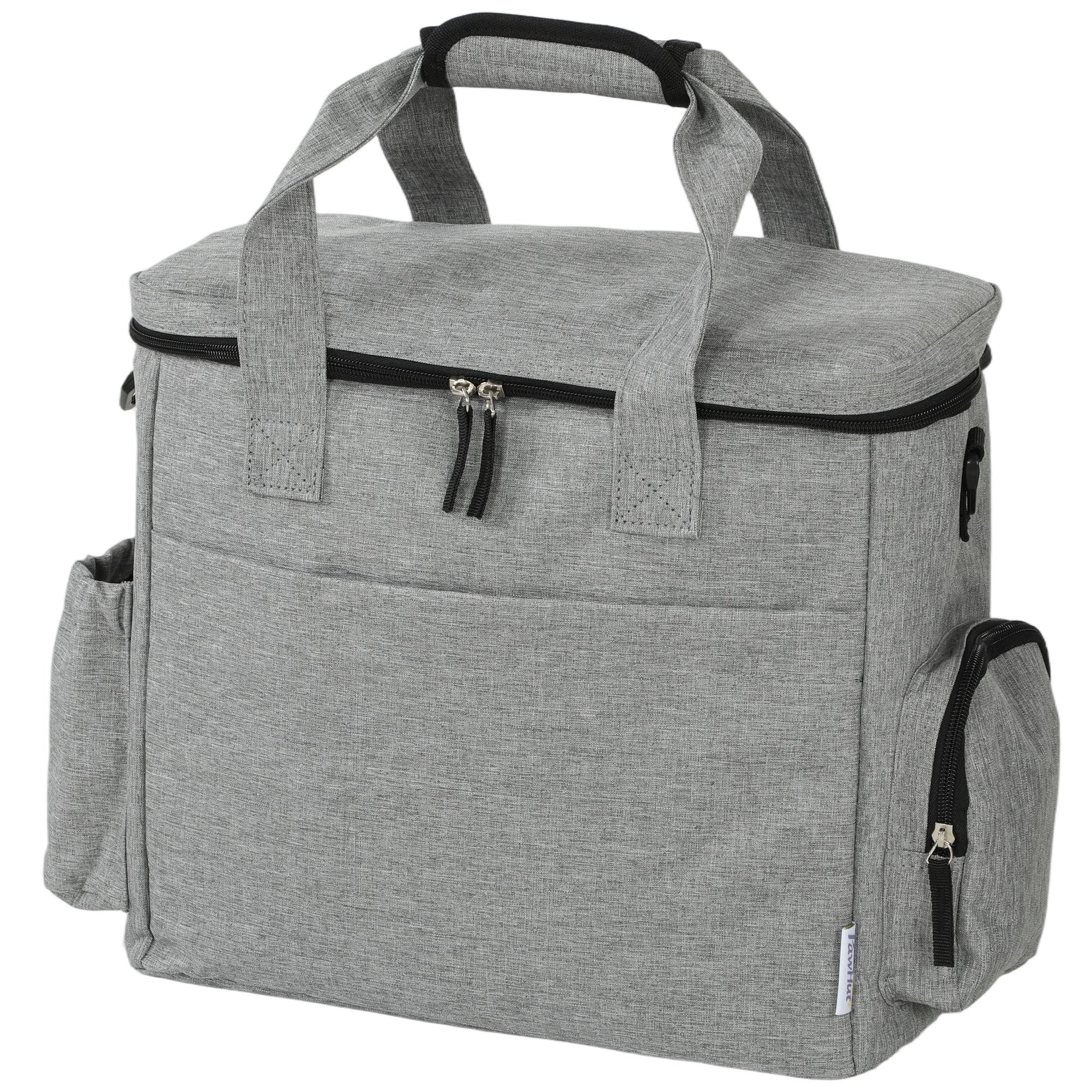 Dog Travel Bag, Dog Walking Bag with Multiple Pockets, Two Food Containers and Silicone Collapsible Bowl, Treat Pouch Bag for Cat Puppy Picnic Camping, Light Grey