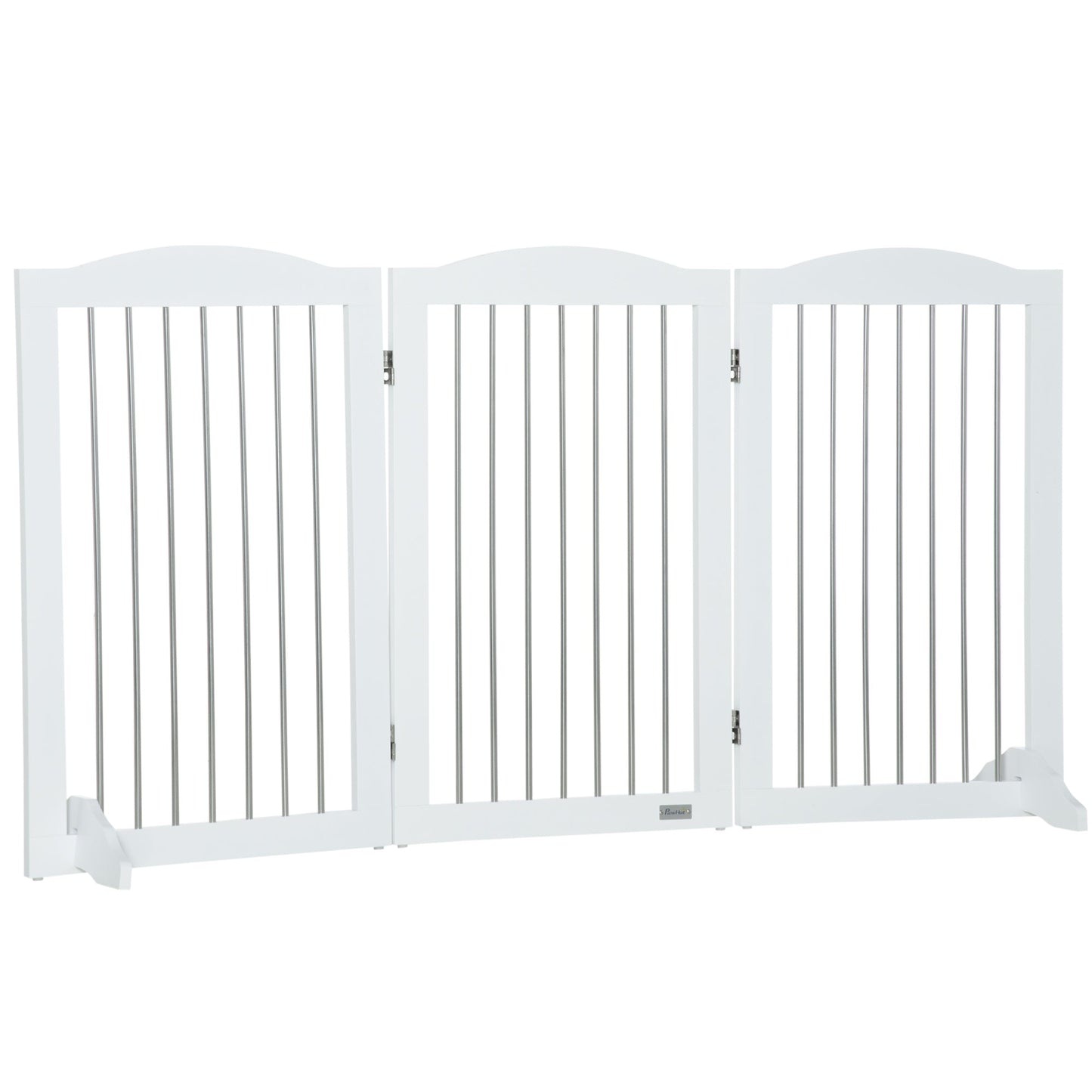 Foldable Dog Gate, Freestanding Pet Gate, Dog Barrier with Two Support Feet, for Doorways, Stairs, Halls - White