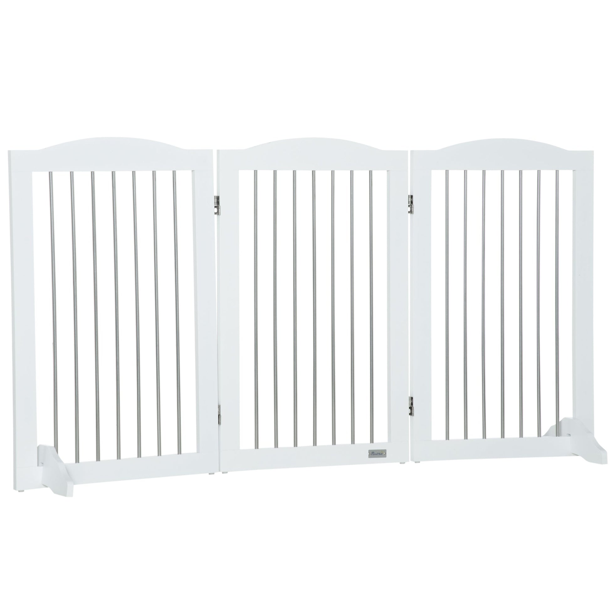 Foldable Dog Gate, Freestanding Pet Gate, Dog Barrier with Two Support Feet, for Doorways, Stairs, Halls - White