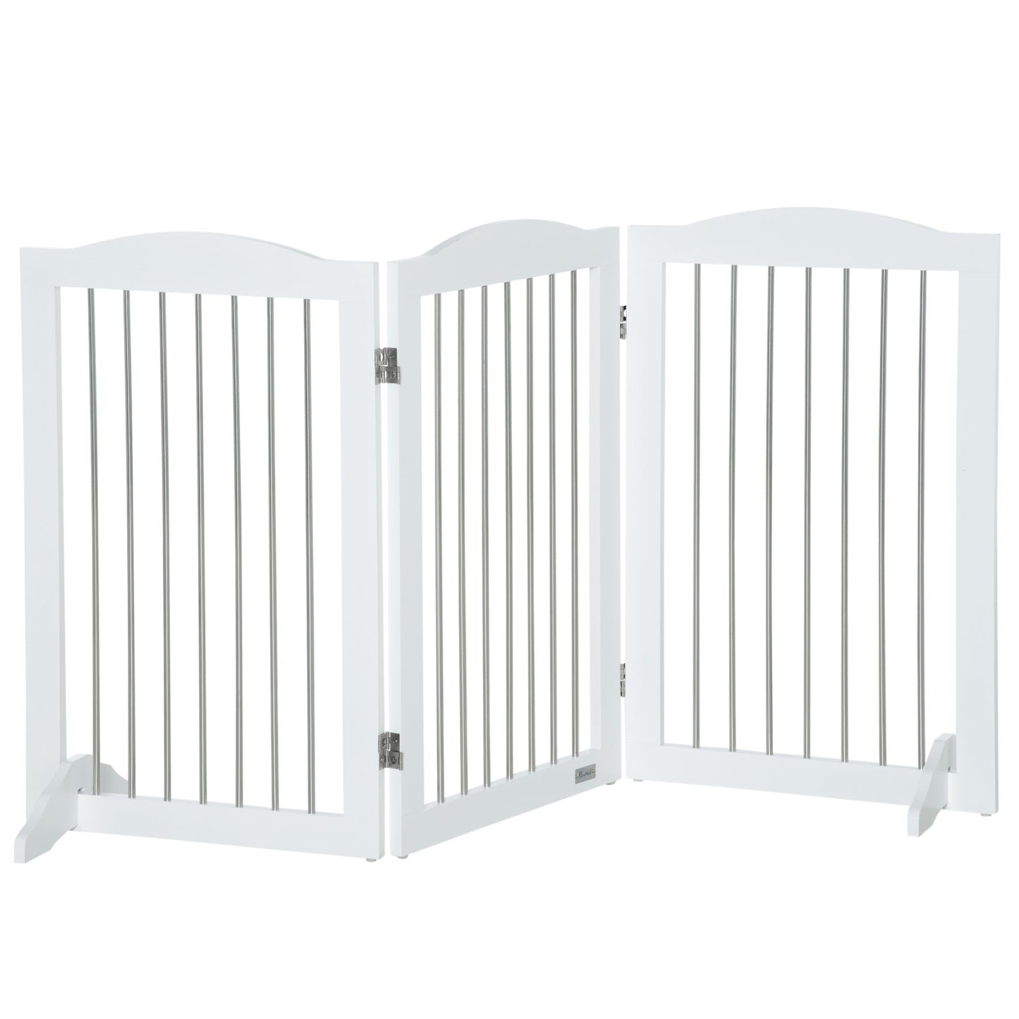Foldable Dog Gate, Freestanding Pet Gate, Dog Barrier with Two Support Feet, for Doorways, Stairs, Halls - White