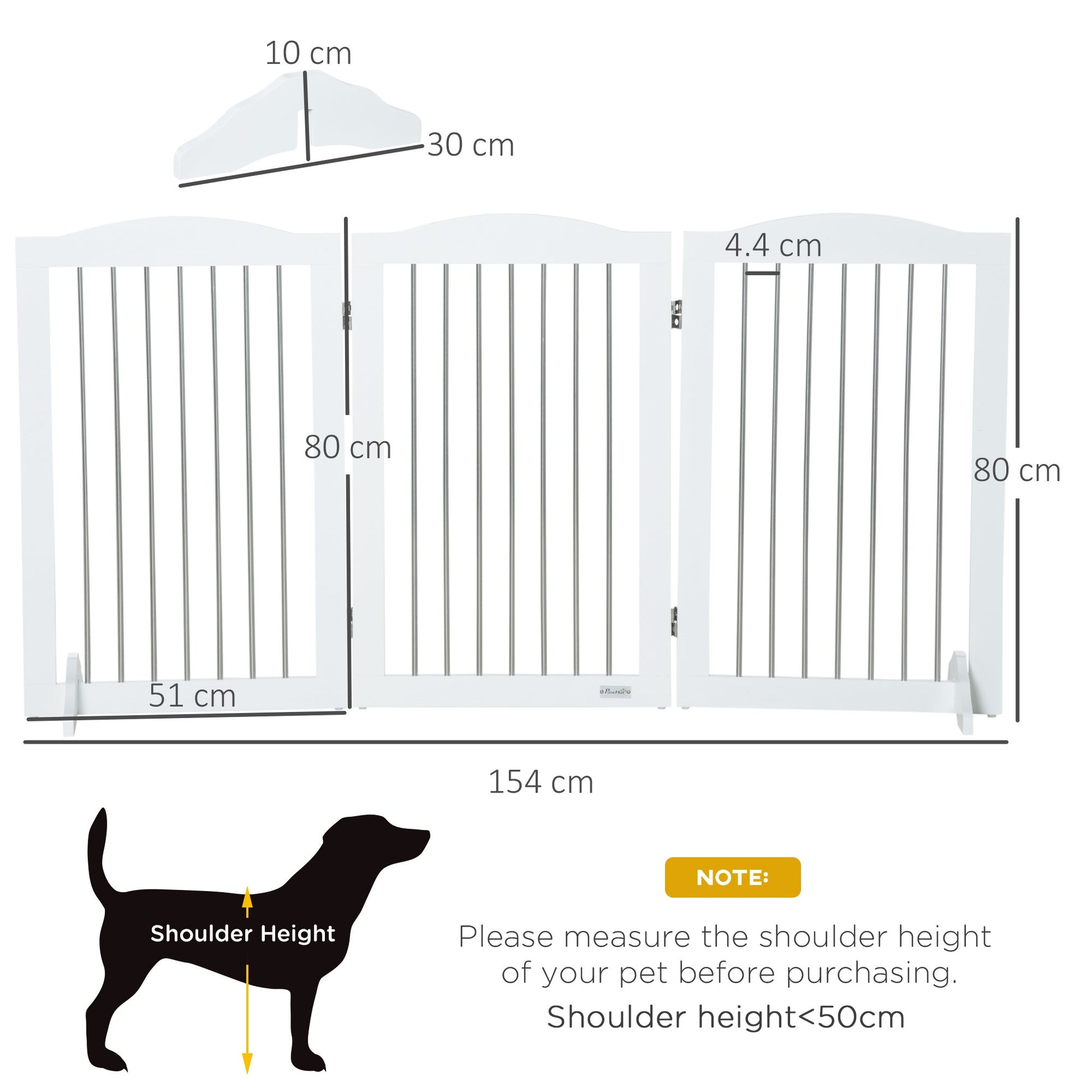 Foldable Dog Gate, Freestanding Pet Gate, Dog Barrier with Two Support Feet, for Doorways, Stairs, Halls - White