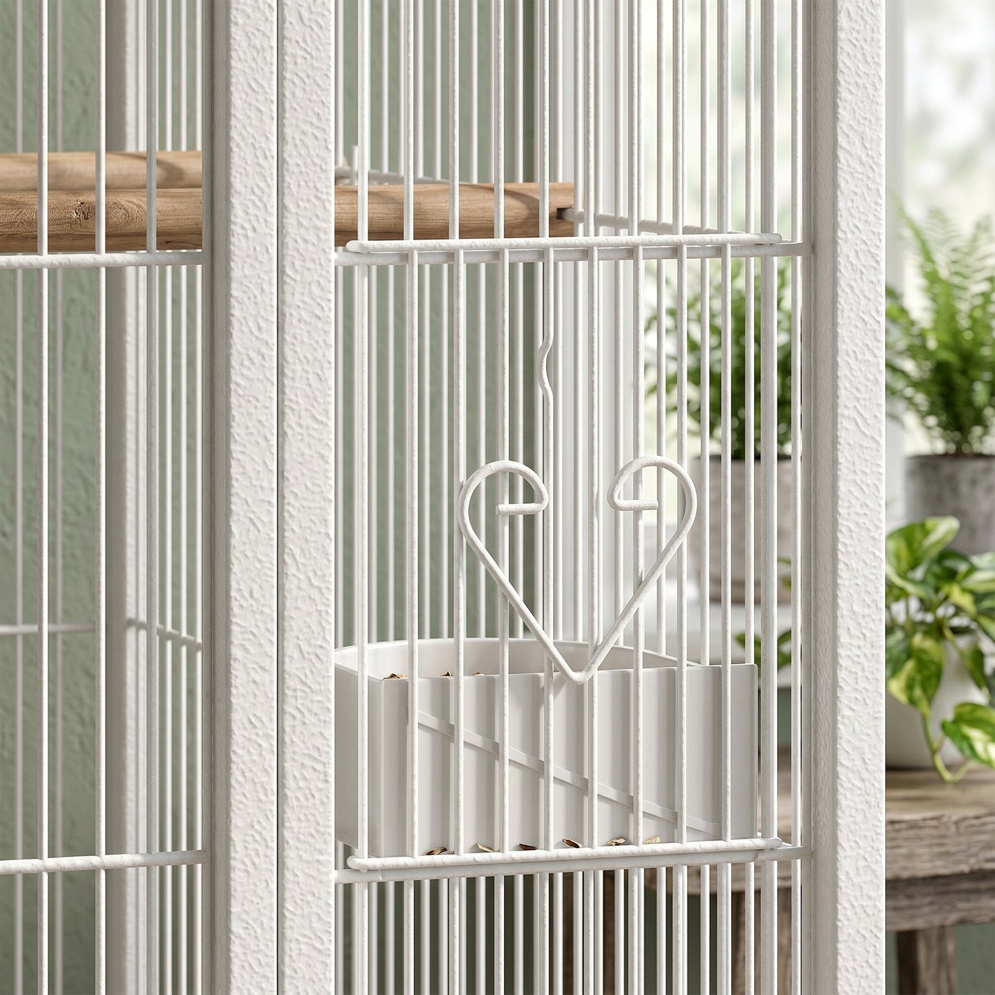 Detachable Bird Cage on Wheels, for Finches, Parakeets, Budgies, Budgie Cage, Parrot Aviary with Accessories, Storage Shelf - White