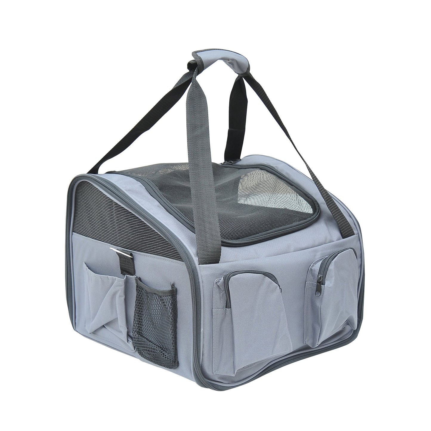 Pet Carrier Folding Bag Car Seat Cat Dog Puppy Kennel Portable Travel Cage Tote Case Mesh Holder House Grey