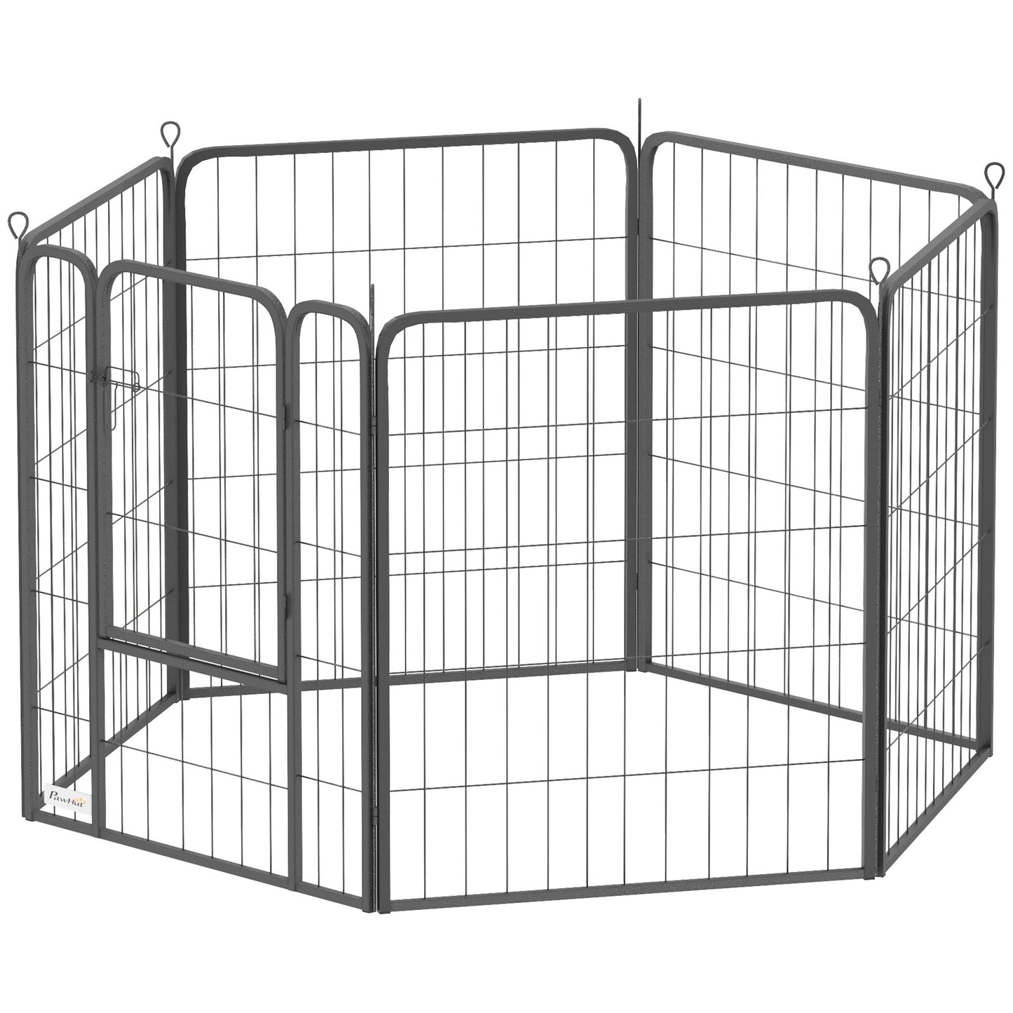 Dog Pen, 6 Panel Puppy Pen, Steel Dog Playpen, for Medium Breeds, 80cm Tall, Black