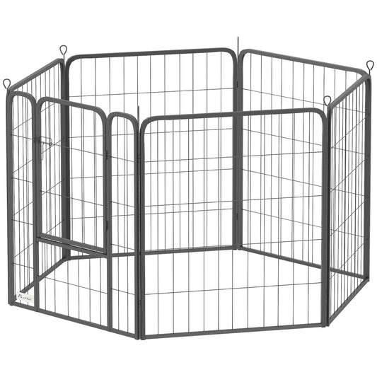 Dog Pen, 6 Panel Puppy Pen, Steel Dog Playpen, for Medium Breeds, 80cm Tall, Black
